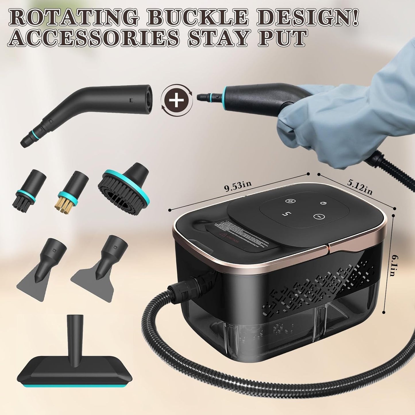 Steam Cleaner,15s Heat-Up 42.27oz Tank,2500w Handheld Steam Cleaner for Home with 15 pcs Accessories,Portable Steamer for Cleaning,kitchens,Grease,bathrooms,Grout,Tile,Bed Bugs,Floor,Couch and Car