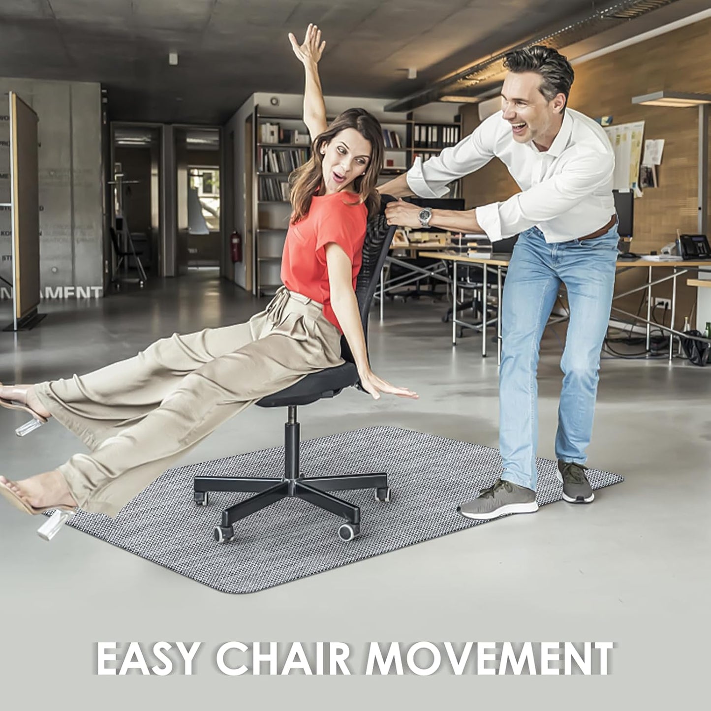 Kuyal Office Chair Mat for Hardwood Floor, 36" x 48" Heavy Duty Desk Chair Mat for Office & Home, Anti Slip, Non-Curve Computer Chair Protector Mat, Light Gray