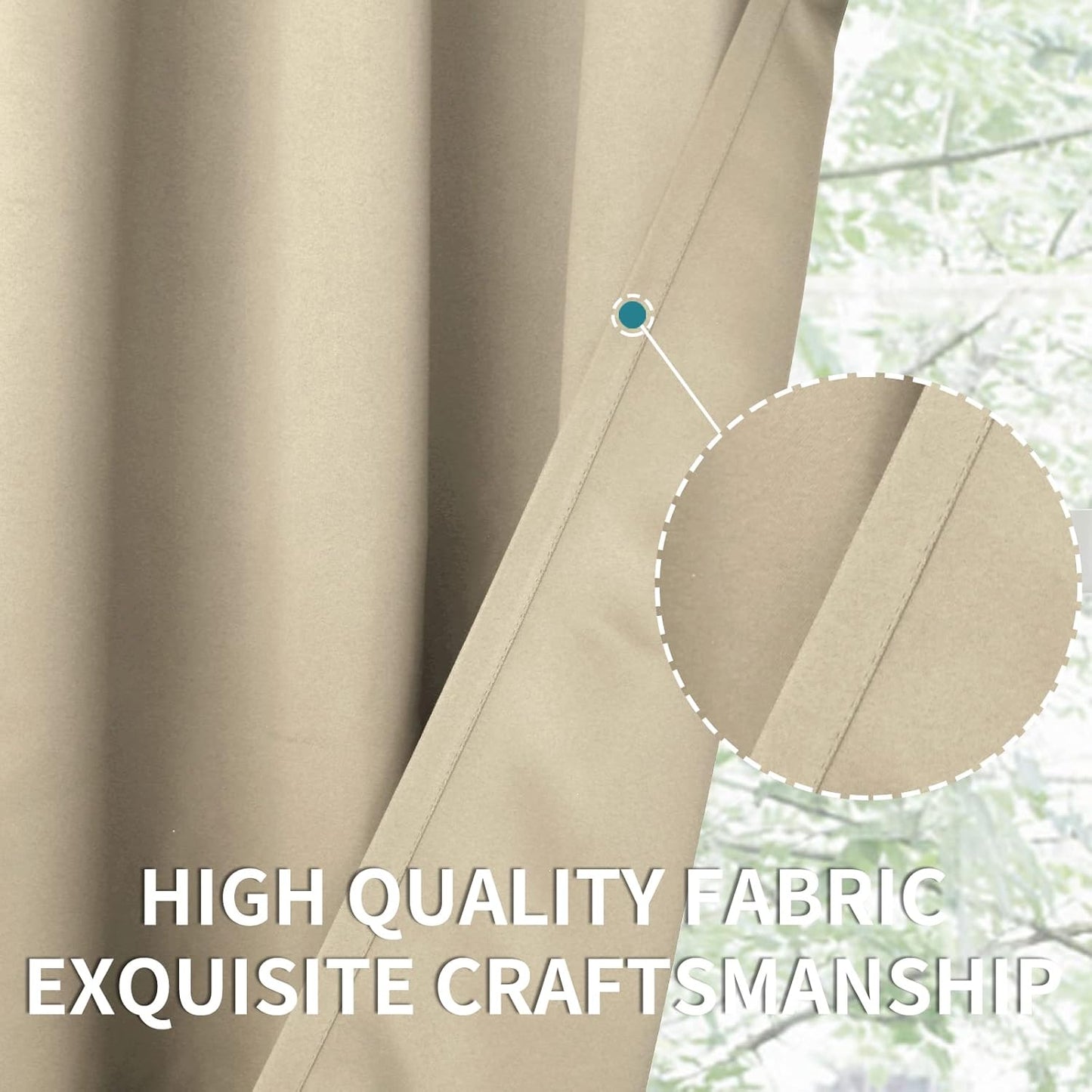BGment Beige Curtains Kitchen Window Over Sink 36 Inches Length - Short Drapes with Rod Pocket Thermal Insulated Privacy for Cafe Bathroom Small Window, 2 Panels