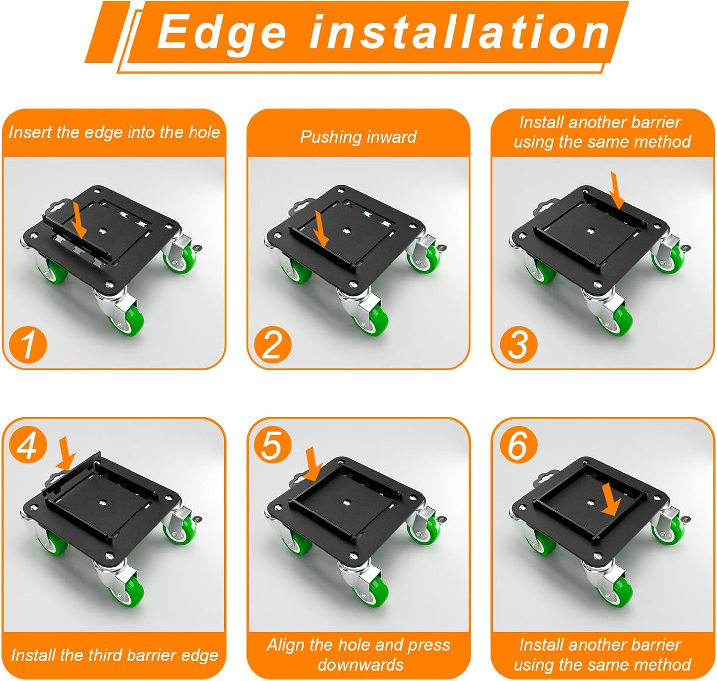 Furniture Dolly 5 Wheels Heavy Duty with Removable Side Guards,3307 Lbs Capacity,360° Rotating Wheels & Tail Brake,Furniture Movers Lifter Tool for Sofas,Beds, Appliances,–Stable,Safe,and Easy to Use