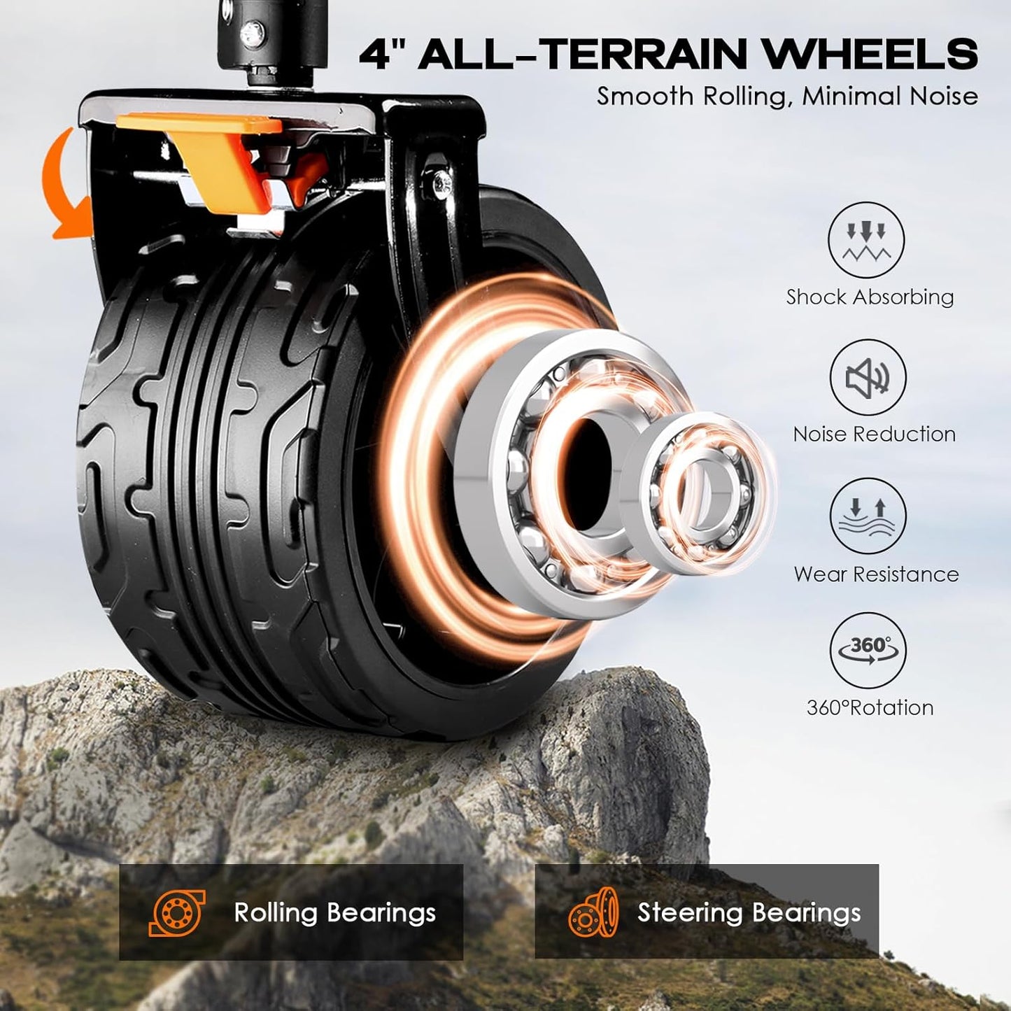 300L Extra Large Collapsible Foldable Wagon, 440lbs Load Capacity 48''L Extended Heavy Duty Folding Beach Wagon with Big All-Terrain Wheels, Utility Garden Cart for Outdoor Activities, Black