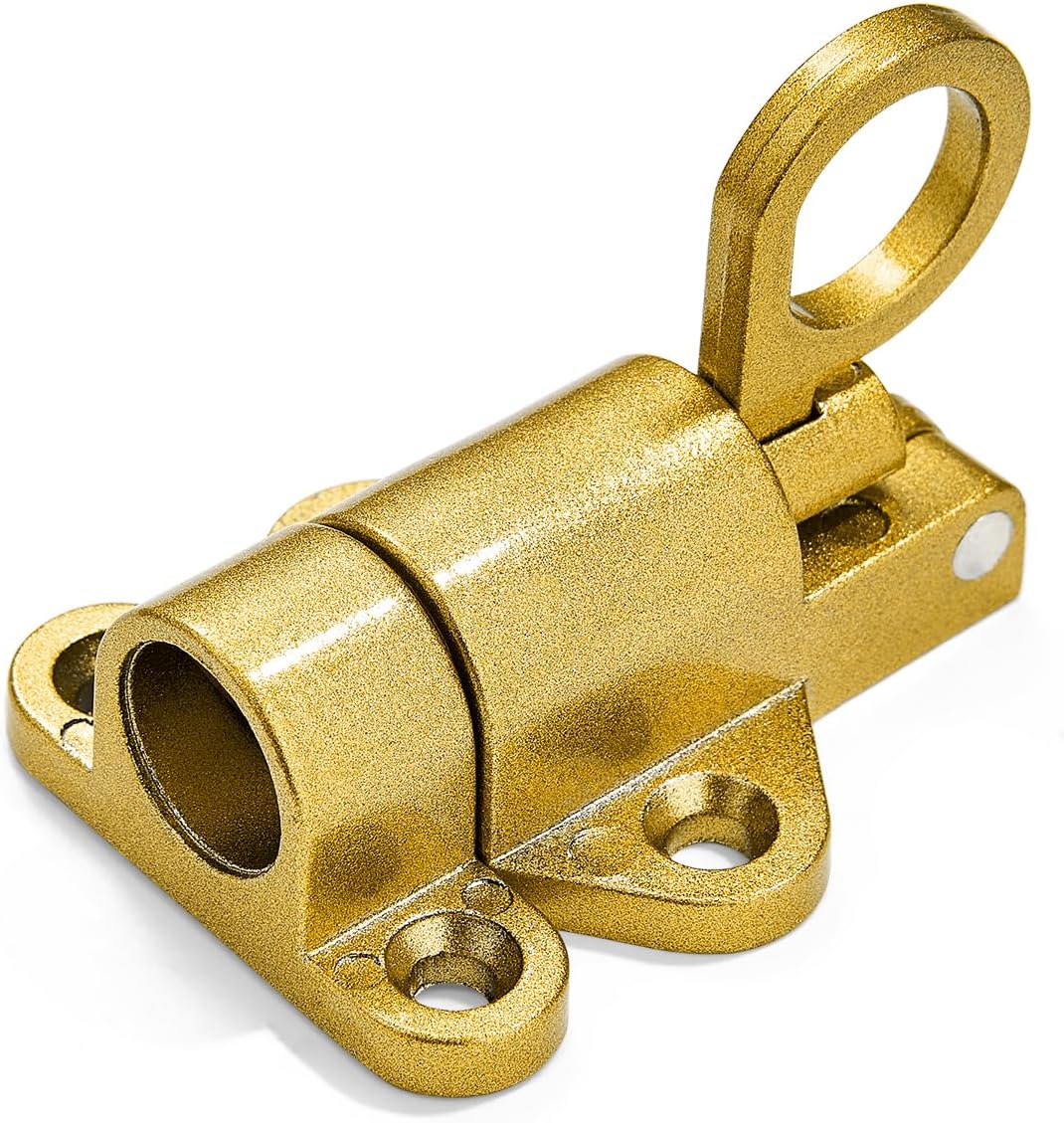3 Packs Self-Closing Latches,Gold Spring Door Lock,Resilient Bolt Latch Aluminum Alloy Safety Automatic Spring Barrel Slide Door Lock with Screws,Used for Gate,Window and Cabinet etc