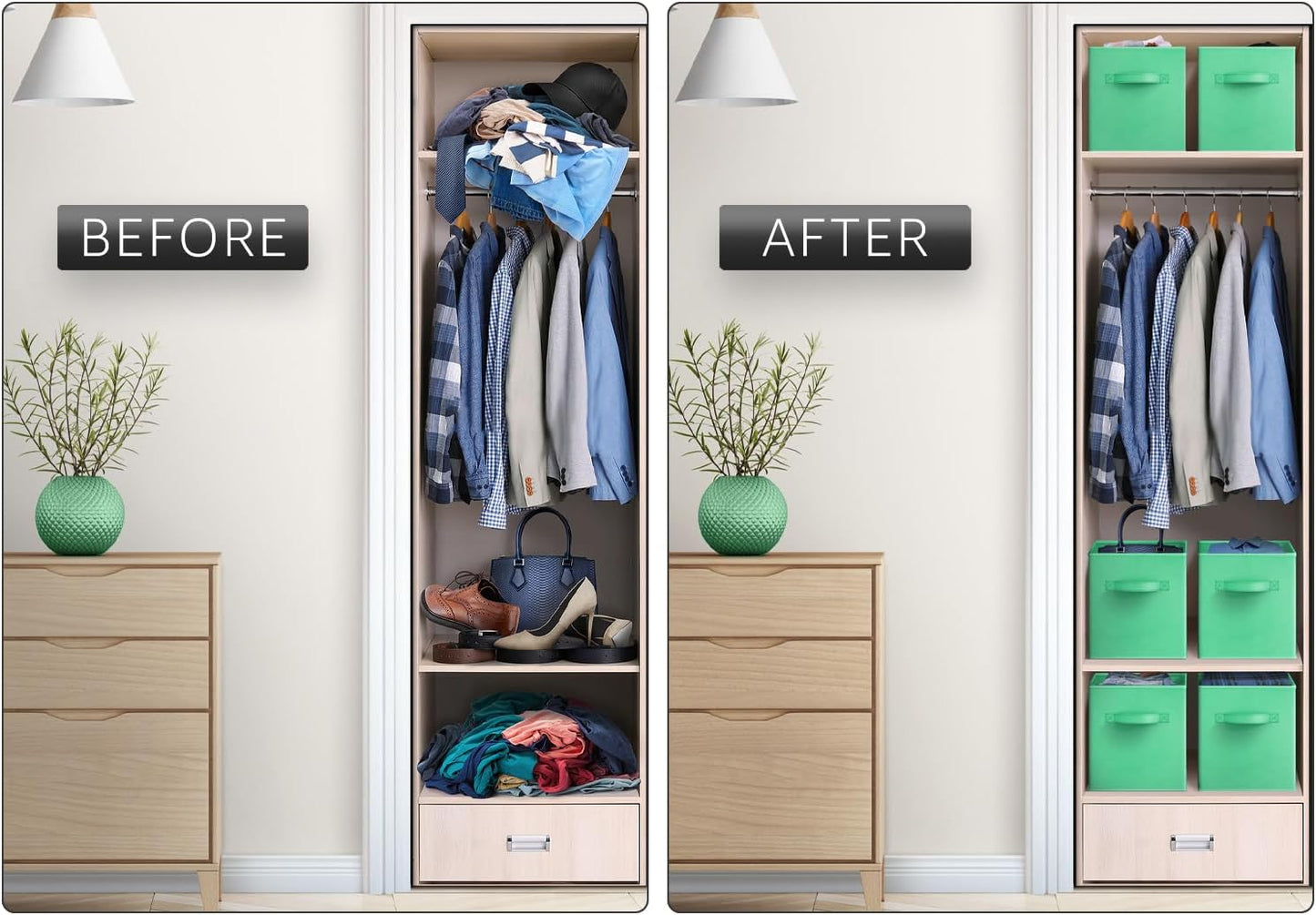 Sorbus 13 Inch Storage Bins - Sturdy Collapsible Fabric Storage Cubes with Handle - 8 Foldable Baskets for Organizing Clothes, Toys, Books - Storage Baskets for Shelves, Closets