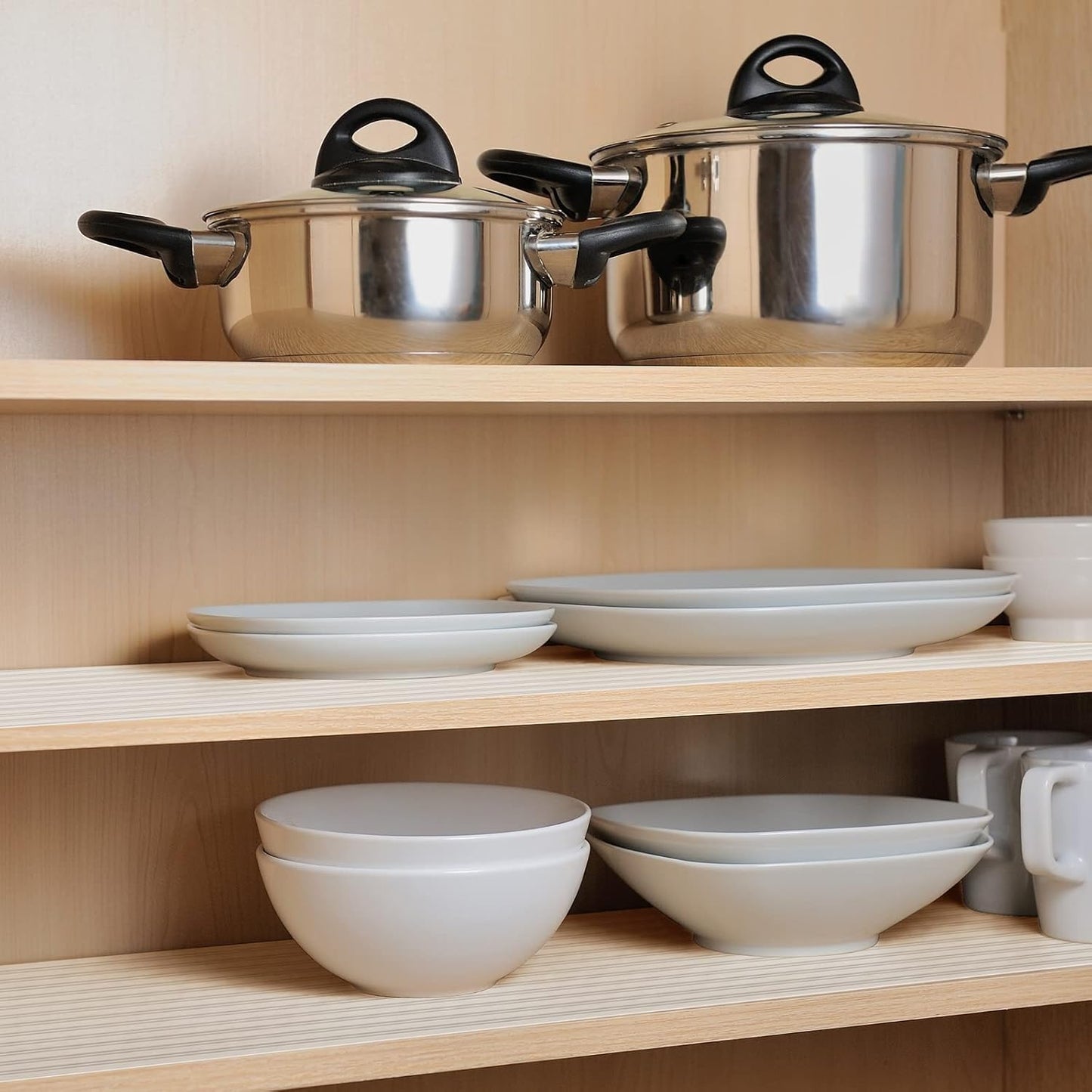 Shelf Liners for Kitchen Cabinets Non Adhesive Drawer Liner EVA Material Cupboard Mat Waterproof Refrigerator Mats Washable Fridge Liner for Cupboard and Desks Clear Shelf Liner 17.3 x 236.2 Inches