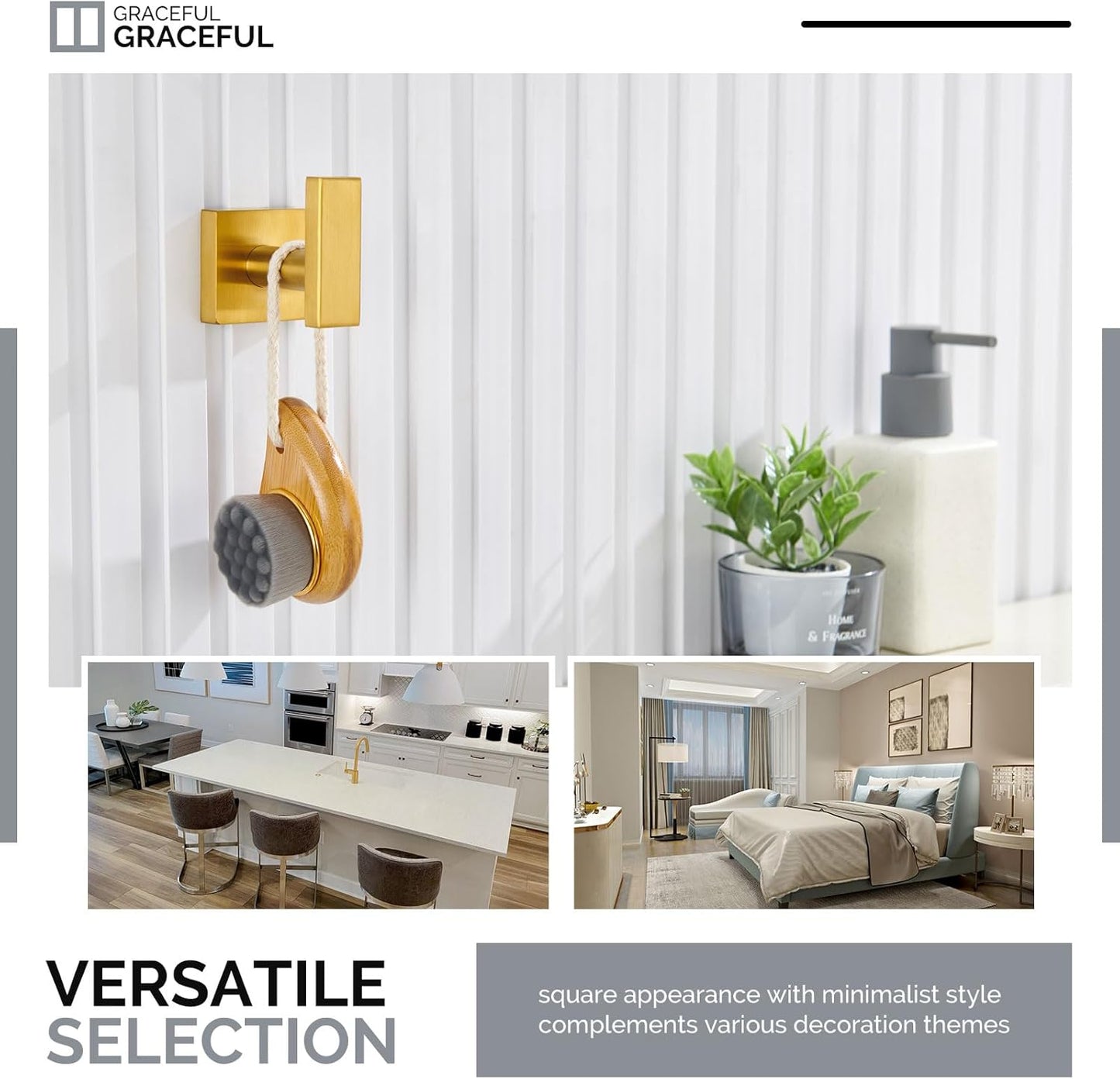 Angle Simple Towel Hook for Bathroom, SUS 304 Stainless Steel Robe Coat Hook for Wall, Hand Towel Holder, Brushed Gold