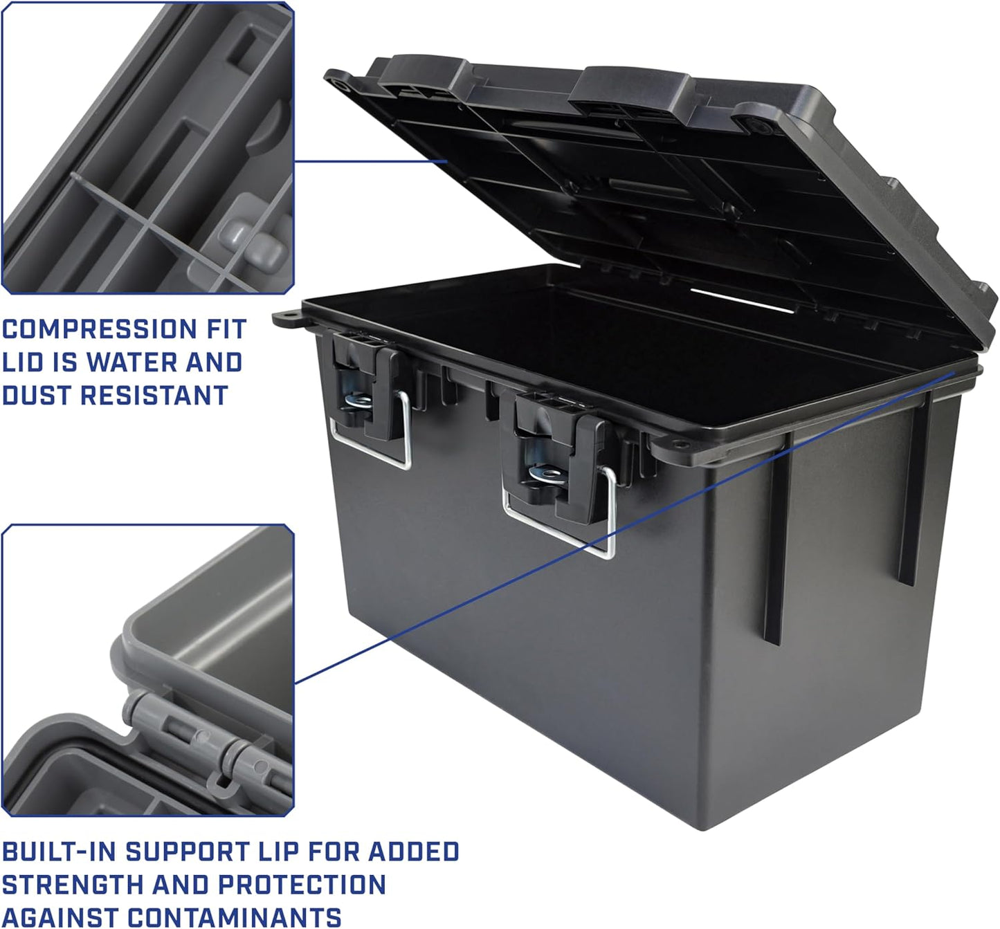 Sheffield 12764 XL Storage Bins With Lids, 4-Pack Stackable Storage Bins, Made in USA, Lockable and Water-Resistant Containers with Lids, Plastic Containers for Home, Classroom, and Dorm