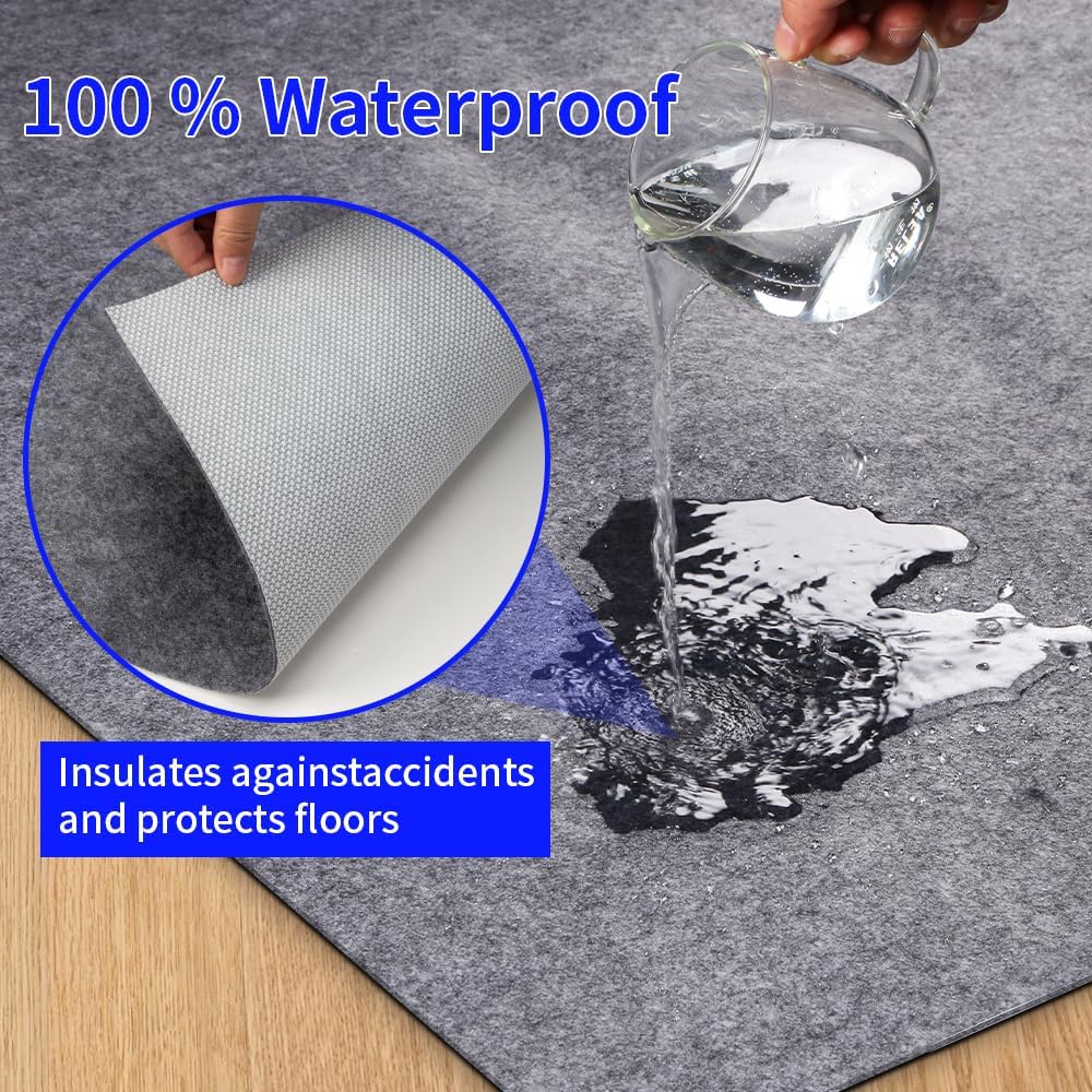 100% Waterproof Non-Slip 1/4” Extra Thick 3x5 ft Rug Pad for Large Area Rugs Durable Felt Floor Protection pad for All Floors, Suitable for Cutting. Rug Pads Keep Rugs in Place and Provide Cushioning