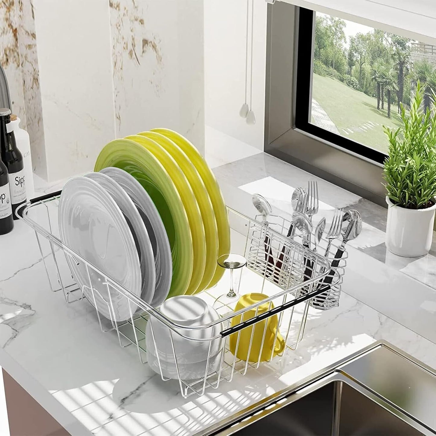 304 Stainless Steel Drying Rack, Expandable, Adjustable Inside The Sink (up to 9 Upright Utensils)