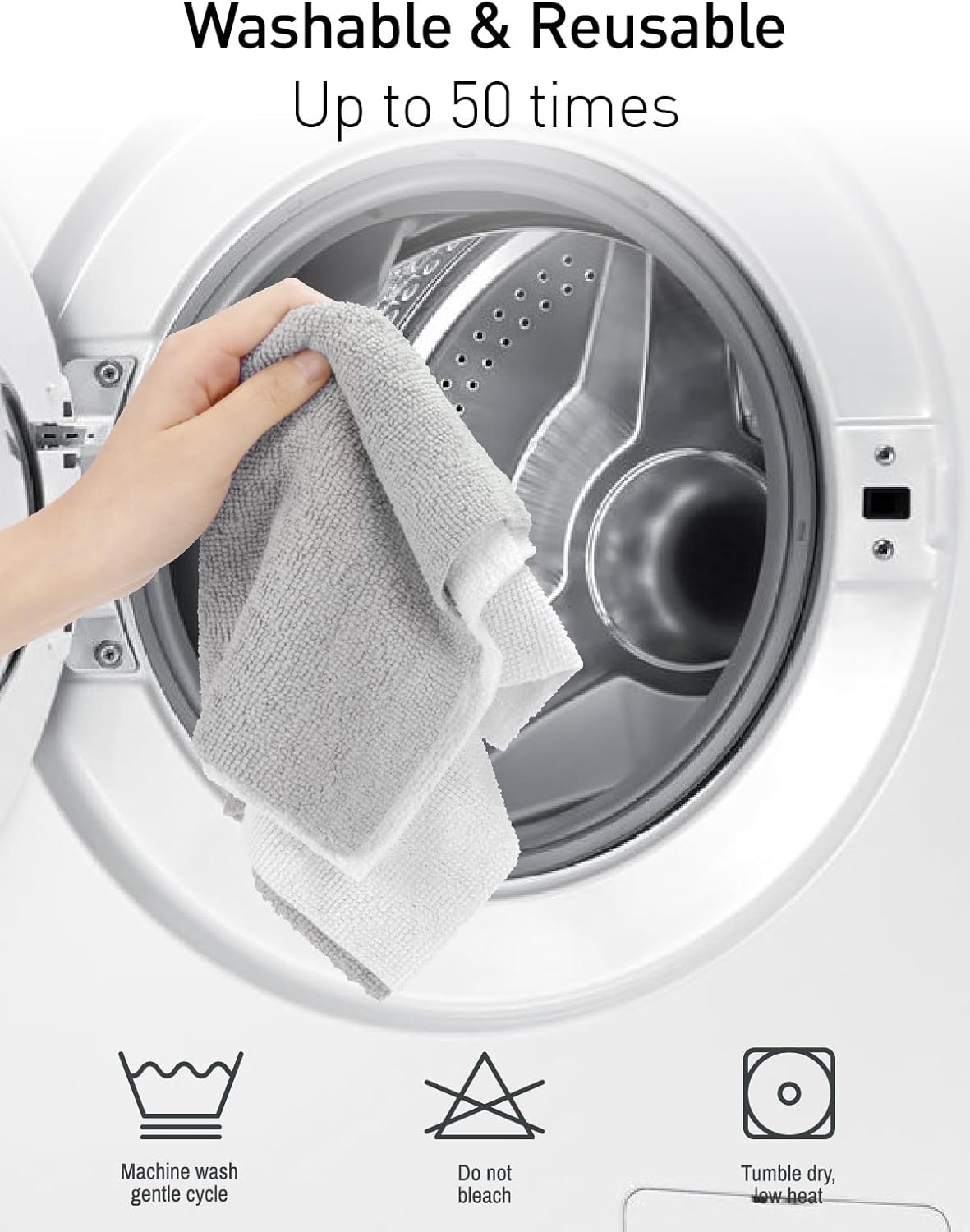 Fantasticlean Microfiber Cleaning Cloth Roll -40 Pack, Tear Away Microfiber Towels, 12" x 12", Reusable, Washable, Scratch Free, Ultra Absorbent Dishcloth for Car, Home Supplies, Pet, Kitchen (White)