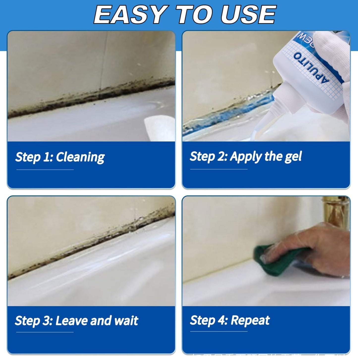 APULITO Household Cleaner Gel for Bathroom Shower Tile Tub Sink Cleaning Solution 10 Fl Oz (Pack of 2)