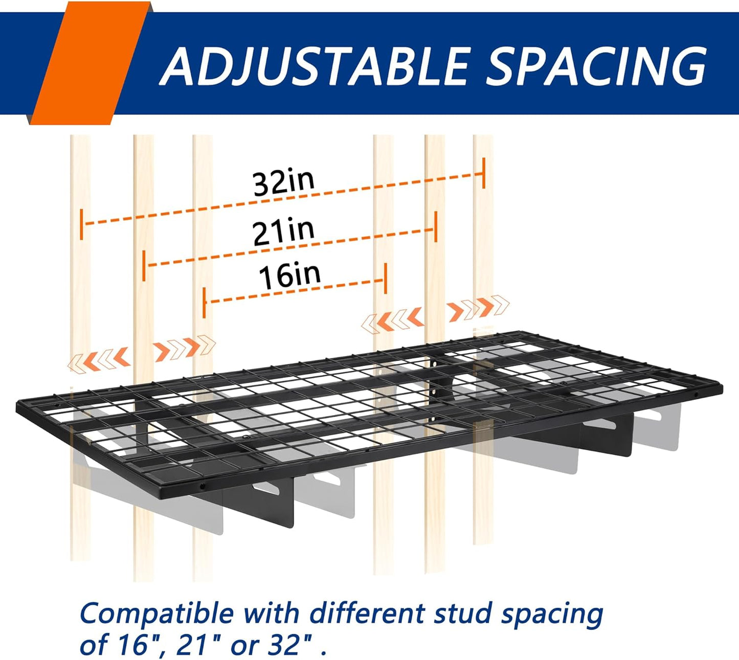4-Pack 1.5x3FT Garage Shelving 17.7-inch-by-35.8-inch Wall Shelf Garage Storage Rack Wall Mounted Floating Shelves,Black