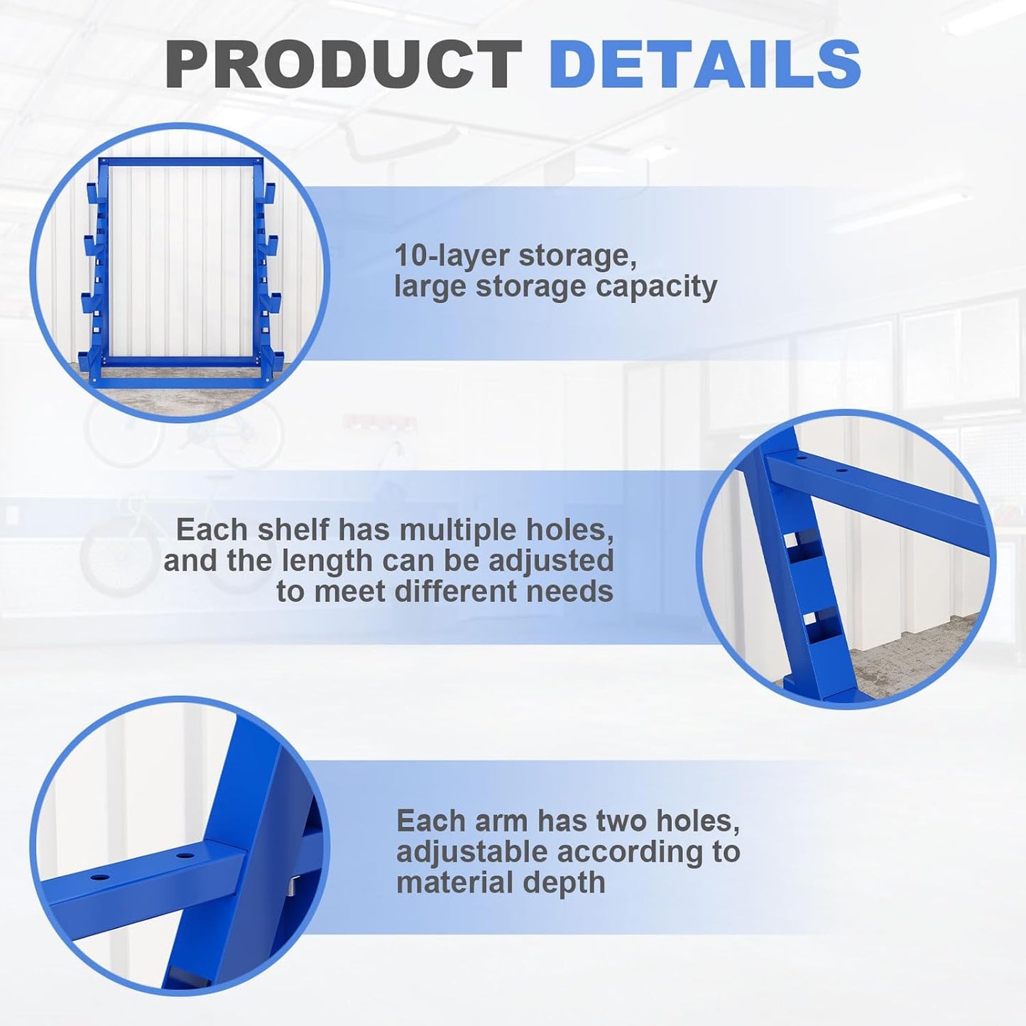 Steel Lumber & Pipe Storage Rack – Heavy Duty 4-Tier Horizontal Organizer Shelf for Garage, Workshop, Basement, 24"x48"x61"