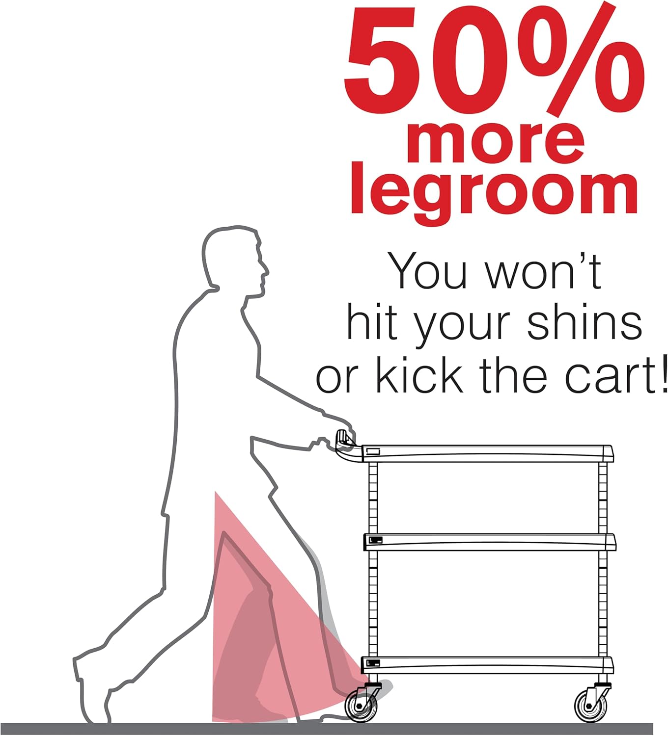 Metro myCart Plus Utility Cart - Choose-Your-Height Adjustable Heavy Duty Rolling Cart for Home, Commercial and Industrial Use - 3-Shelf, 500 lbs Capacity - 27.7" W x 40.25" L x 36.8-40.8" H - Black