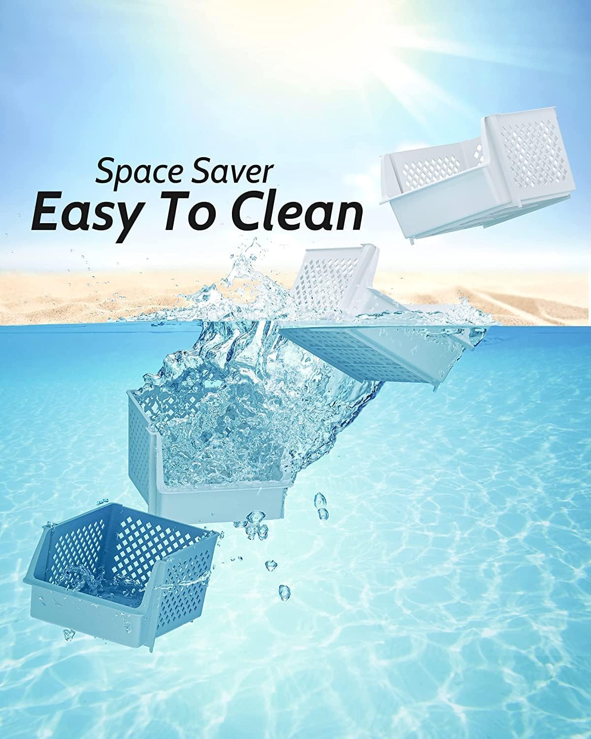 Skywin Plastic Stackable Storage Bins for Pantry - Stackable Bins for Organizing Food, Kitchen, and Bathroom Essentials (White - 50 Pack)