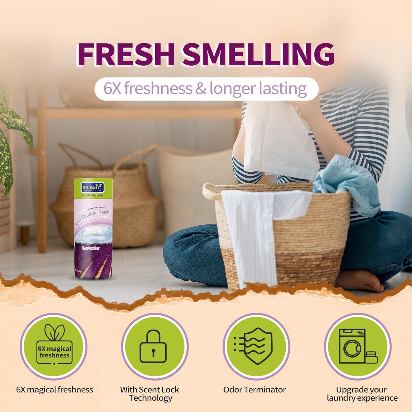 DR.EASY Laundry Scent Boosters 312G,Lavender Scent Boosters for Washer,Bulk Laundry Booster Beads and fabric scent booster,Fresh Scented Clothes fo 12 Weeks