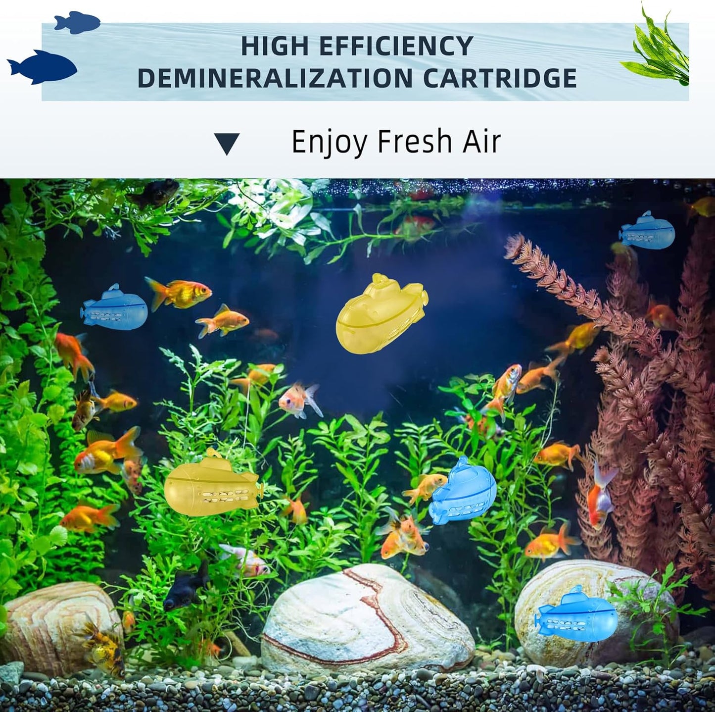 AMI PARTS Humidifier Tank Cleaner Adorable Submarine Purifie Water Soften Hard Water for Warm&Cool Most Humidifiers and Fish Tank 18-Pack (Blue& Yellow)