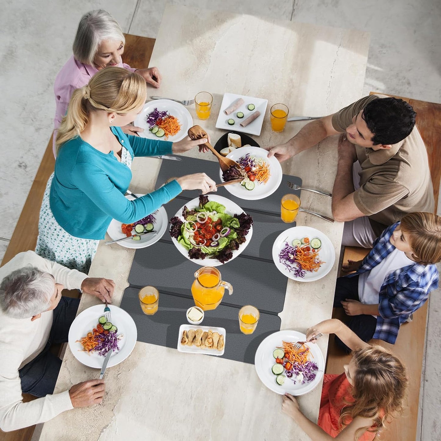 Small Stone Dish Drying Mat for Kitchen Counter, HQAUT 16"×12" Collapsible Quick Drying Dish Mats, Super Absorbent Diatomaceous Earth, Non-Slip Sink Mat for Countertop Dishes, Easy to Clean