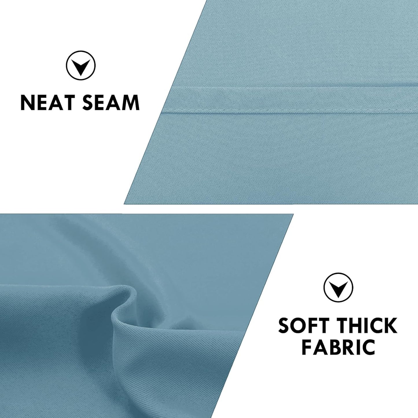 DWCN Blackout Curtains for Living Room Thermal Insulated, Energy Saving & Noise Reducing Bedroom Curtains, Stone Blue, W 42x L 36 Inch, Set of 2 Rod Pocket Curtain Panels