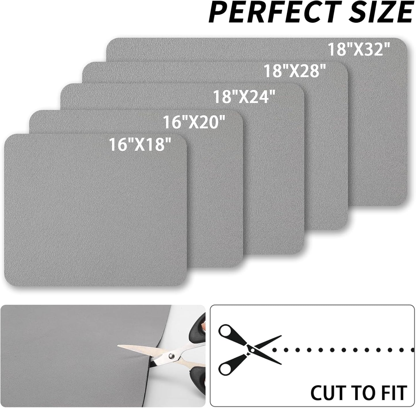 Dish Drying Mat for Kitchen Counter, Heat Resistant Drainer Mats with Non-slip Rubber Backed, Hide Stain Kitchen Super Absorbent Draining Mat, Easy to Clean Dish Rack Pad, Grey 16"x20"