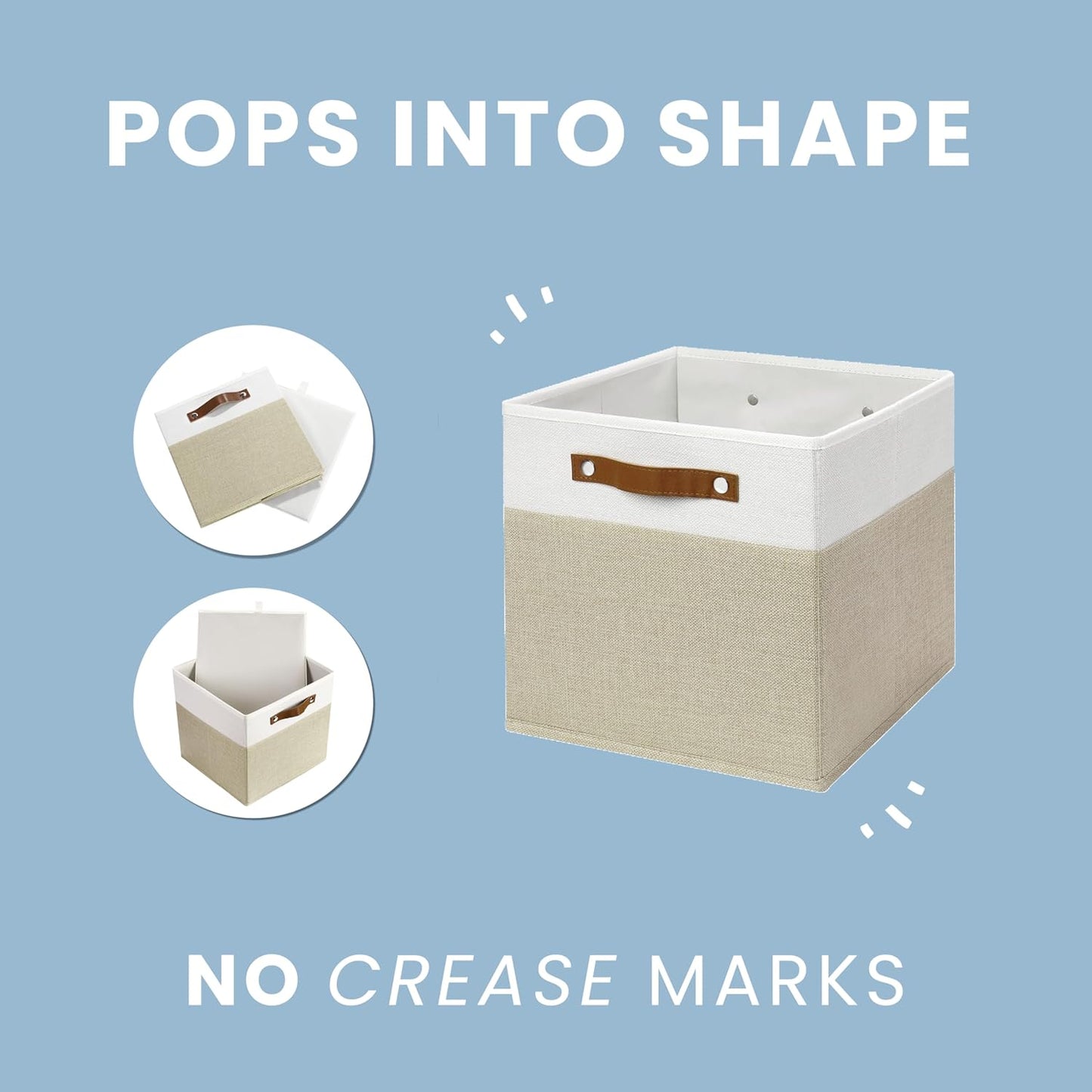 OrganiHaus 13x13 Cube Fabric Storage Bins Set of 4, Fabric Storage Cubes w/ Vegan Handles, 13 inch Collapsible Bins for Clothes & Toy Organizer, Cubbies Organizer, 13x13 Basket for Decor - Grey