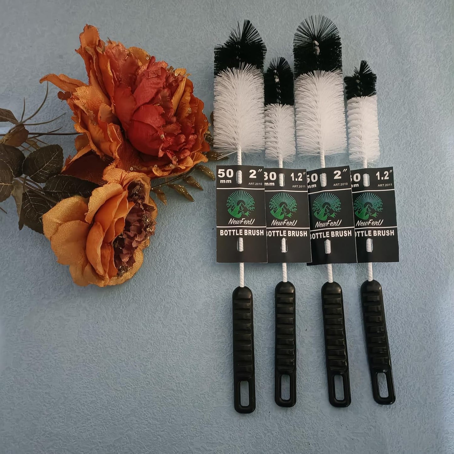 NewFerU Bottle Cleaning Brushes Long Handle Thin, Small Big Wire Cleaner Bendable Flexible for Water Wine Baby Bottles, Pipe, Tube, Hose, Flask (4)