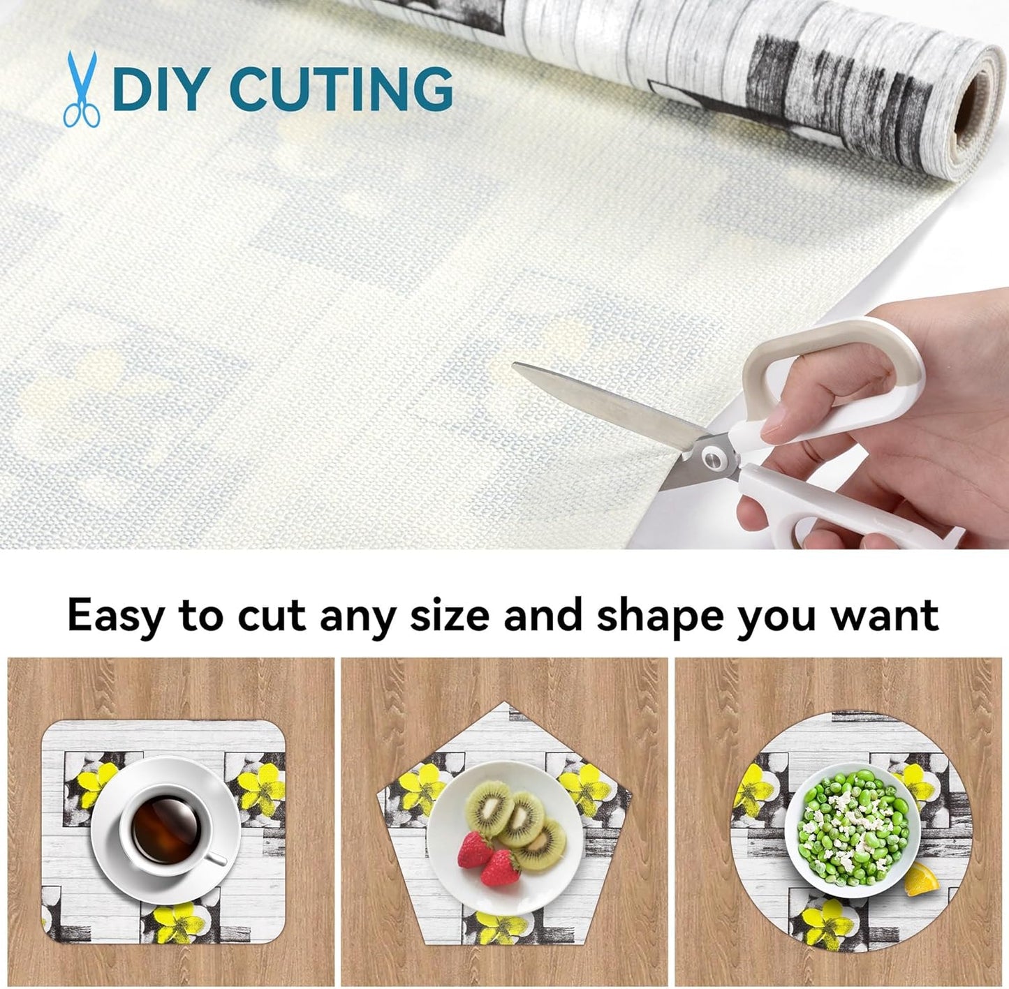 Shelf Liner 18" W x 96" L Non Adhesive Kitchen Drawer Liner, Waterproof Shelf Liner Durable Anti-Slip for Kitchen Cabinets