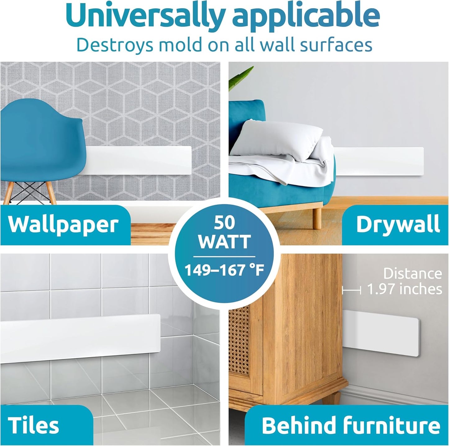 ELIAS Mold killer - Black mold remover for walls without chemicals - Wall heating for every room - Powerful anti-mold heating as an alternative to moldspray - Permanently mold-free (1, Set of 2)