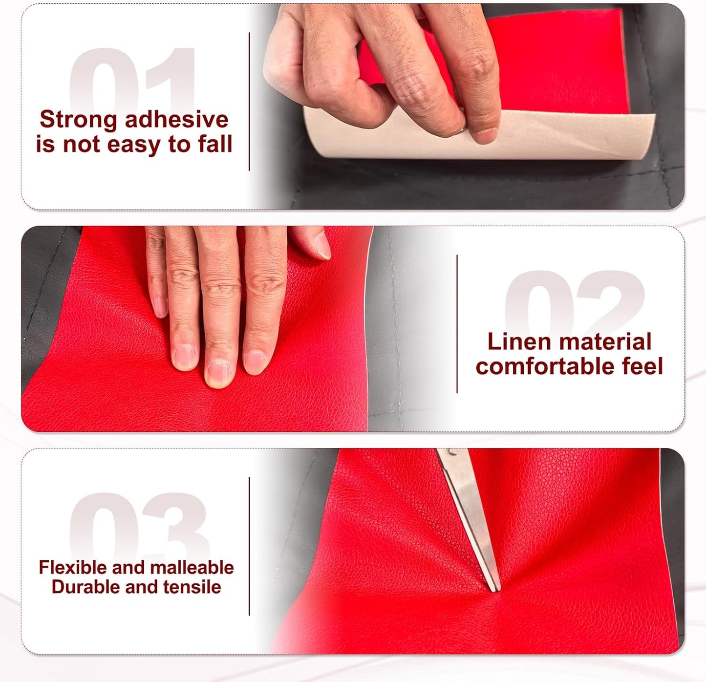 PATIKIL Leather Patches Tape for Furniture, 3.2 x 61 Inch Self Adhesive Vinyl Leather Repair Kit Cover Sheet for Couch, Sofa, Car Seats, Office Chair, Rice White