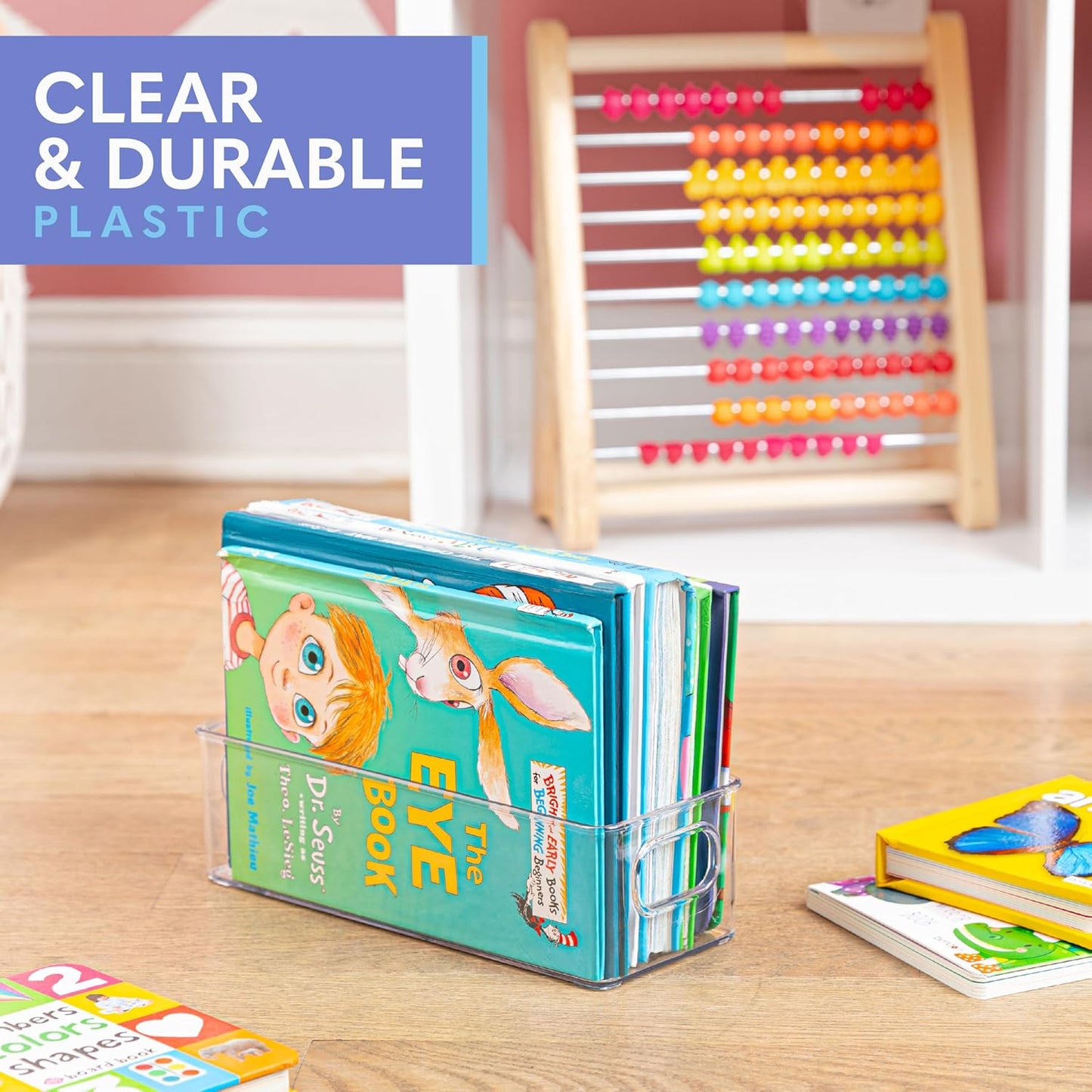 Plastic Food Storage Clear Container Bin with Handles for Organizing Kitchen, Pantry, Refrigerator, Freezer, Pantry, Cabinet, Closet, Bathroom. 10"X4"3"