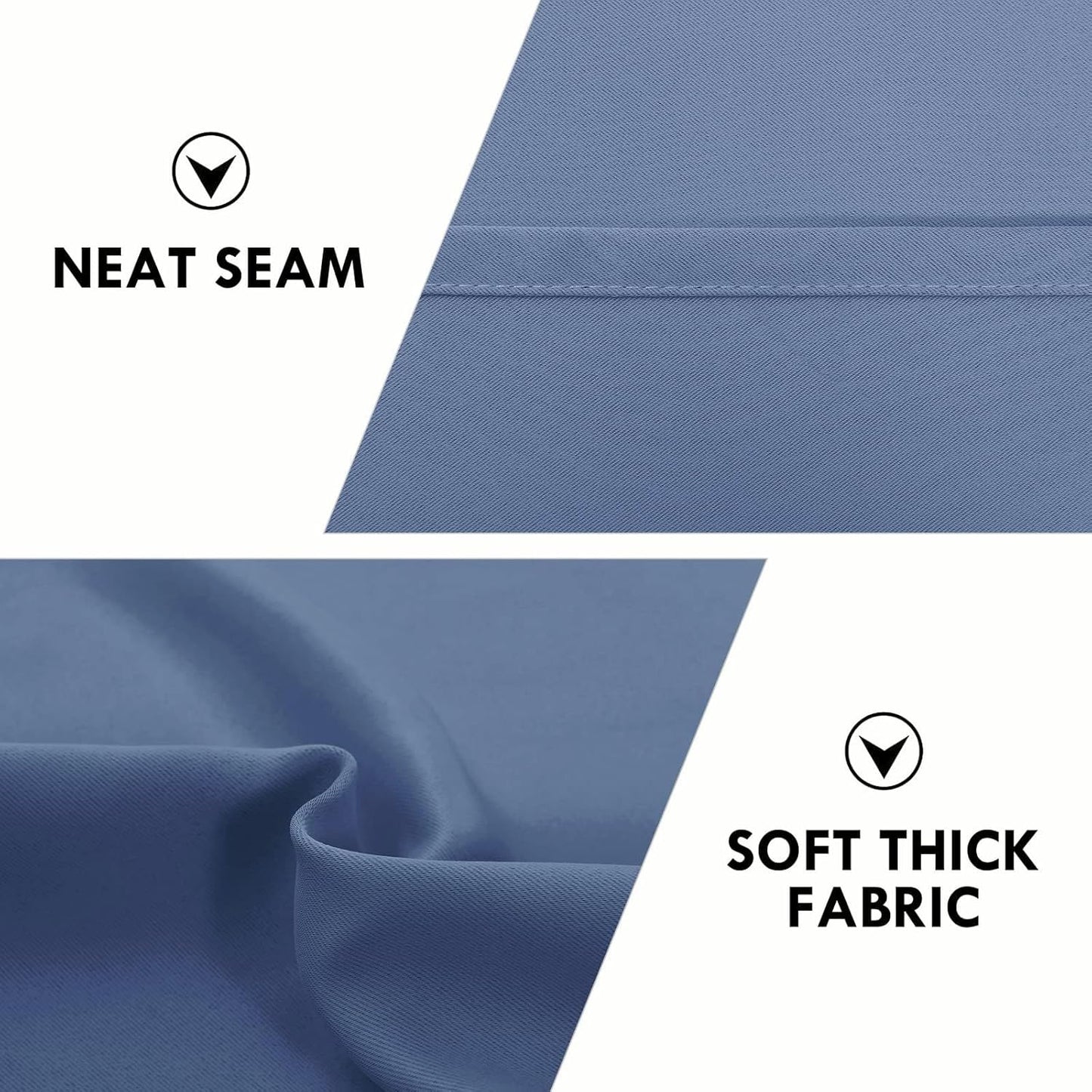 DWCN Blackout Curtains for Living Room Thermal Insulated, Energy Saving & Noise Reducing Bedroom Curtains, Dusty Blue, W 52x L 36 Inch, Set of 2 Rod Pocket Curtain Panels