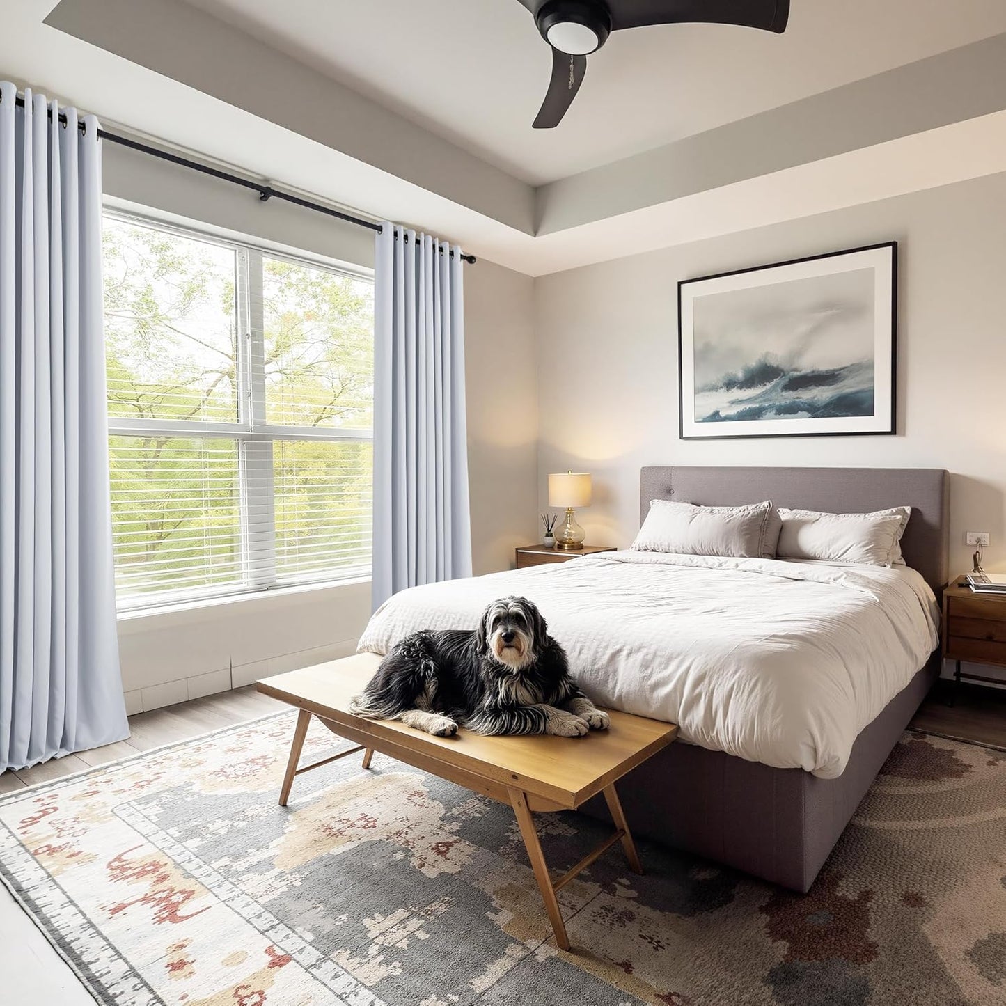 PONY DANCE Greyish White Blackout Curtains for Bedroom 84 Inch Length 2 Panels Set, Privacy Thermal Insulated Room Darkening Grommet Drapes for Living Room Window, W34 x L84 Inch