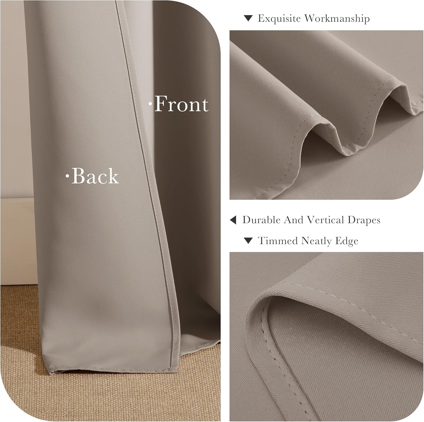 PONY DANCE Blackout Curtains for RV Camper Windows, Privacy Thermal Insulated Mini Curtains & Drapes for Bedroom Bathroom Kitchen Door Window Farmhouse Cover(2 Panels, W 42 x L 36 inches, Light Taupe)