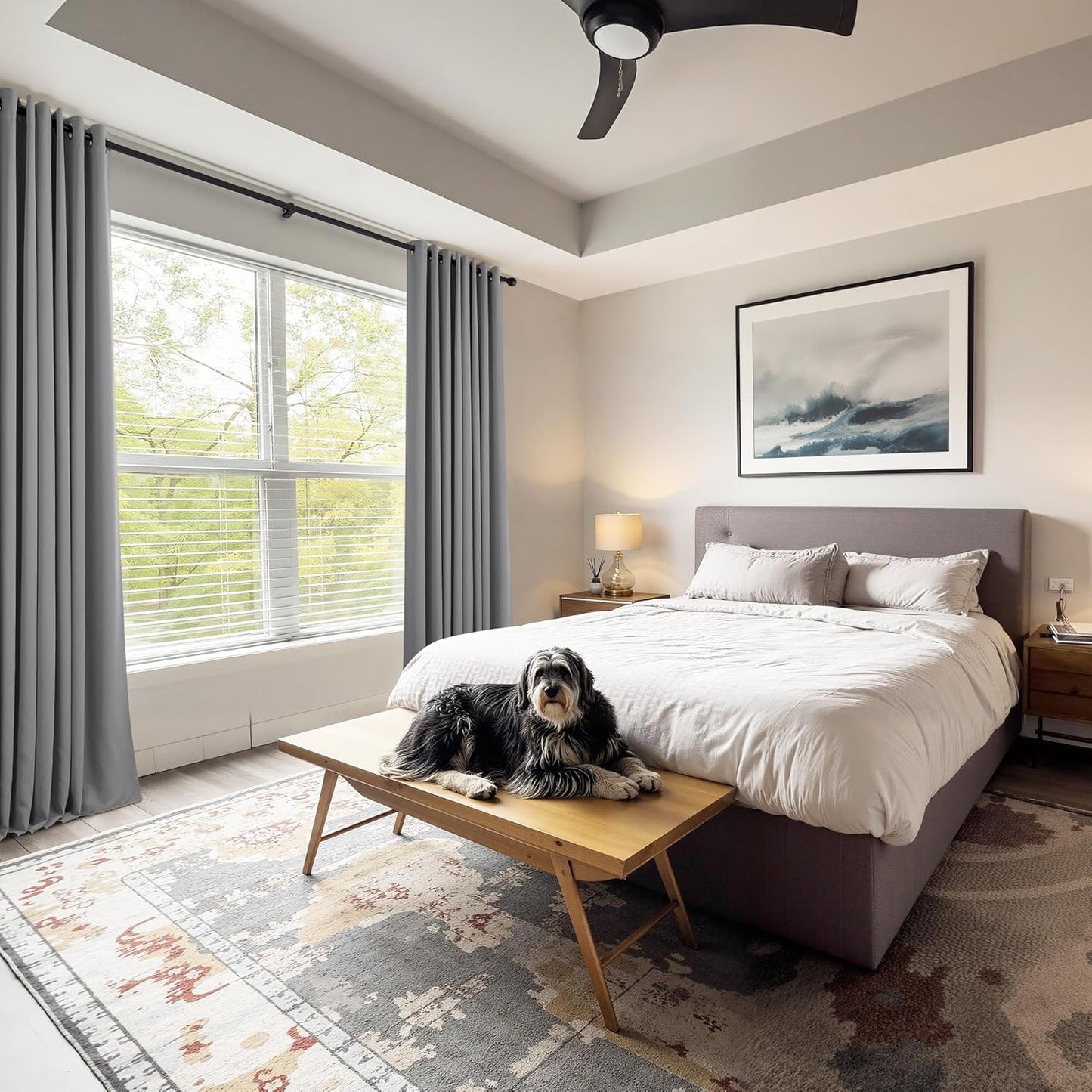 PONY DANCE Sliver Grey Curtains for Living Room - Grommet Thermal Insulated Room Darking Curtain for Bedroom, Set of 2 Panels, 42 x 72 inch