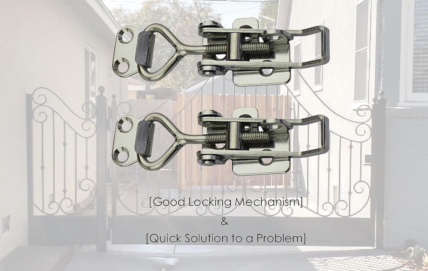 Adjustable Latch Buckle Cabinet Boxes Lever Handle Toggle Catch Latch Lock,Silver,Adjustable Range 126-148mm,2 Pcs