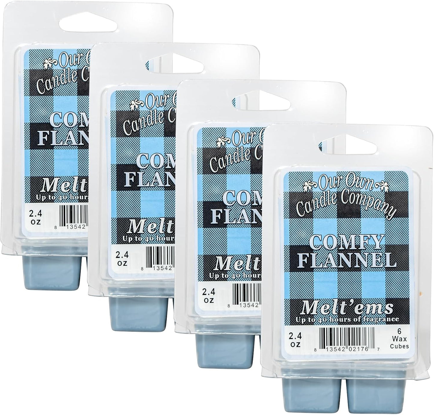 Our Own Candle Company Premium Wax Melt, Comfy Flannel Scent, Handmade in The USA, 24 Cubes (4 Pack, 9.6oz Total)