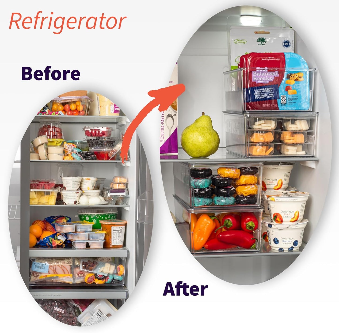 ClearSpace Plastic Pantry Organization and Storage Bins with Dividers & Lids – Perfect Kitchen Organization or Kitchen Storage – Fridge Organizer, Refrigerator Bins, Cabinet Organizers, 2 Pack