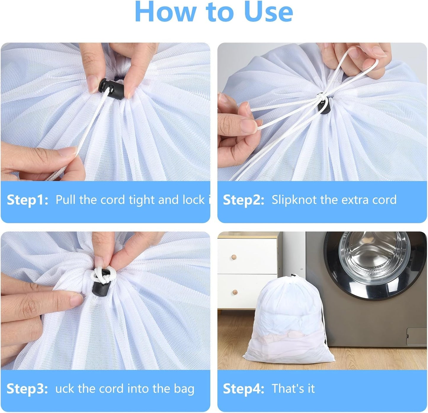 OTraki 16 x20 Inch Small Laundry Bags 2PCS Fine Mesh Washing Bag Drawstring Dirty Clothes Machine Washable Delicates Bra Lingerie Socks Toy Garment Bag for Home Travel Dorm White