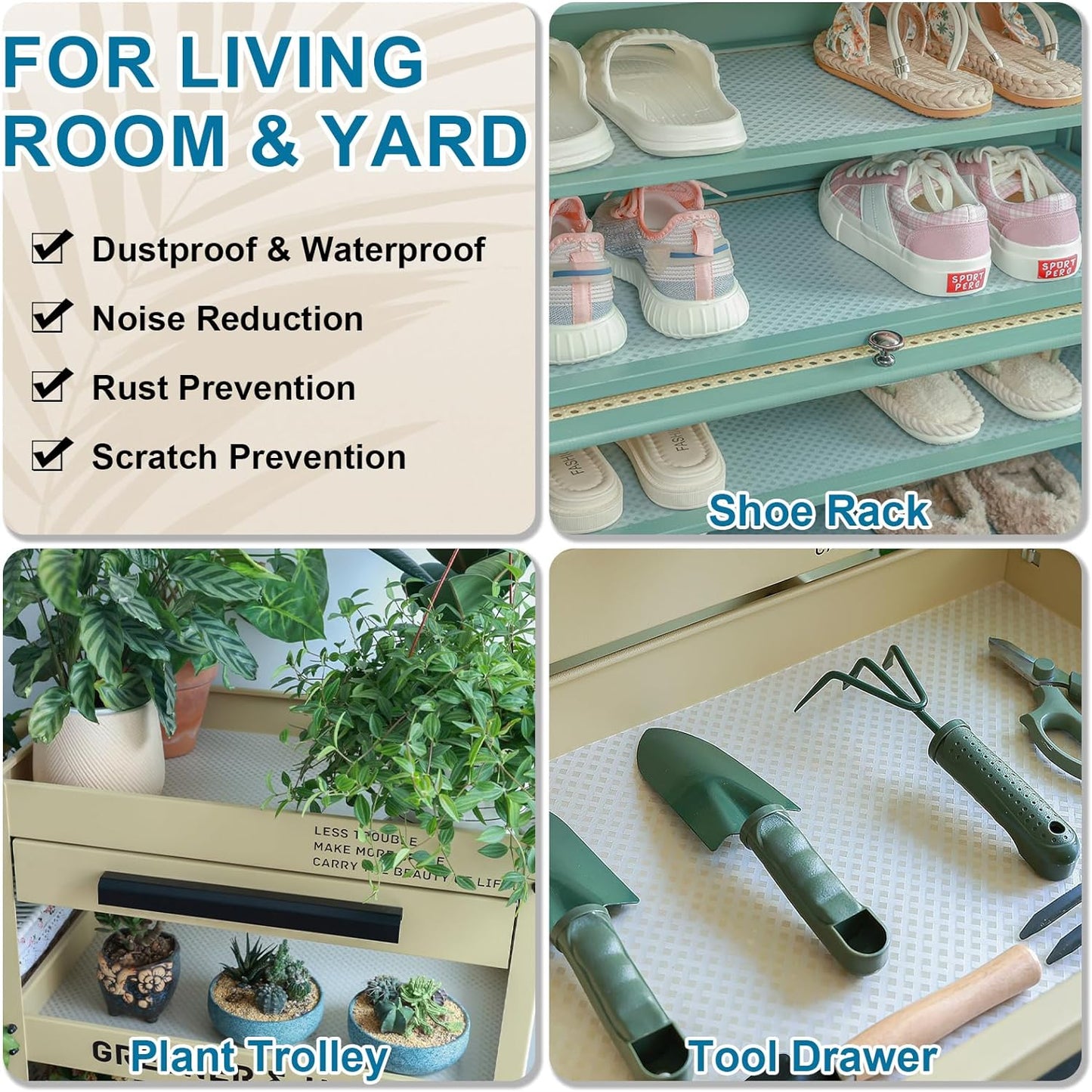 Shelf Liners 12 in x 20 ft EVA Drawer Mats, Non-Adhesive Cupboard Protector, Kitchen Cabinet Lining Fridge Liner (Clear Crossed Stripe, 30.5x610cm)