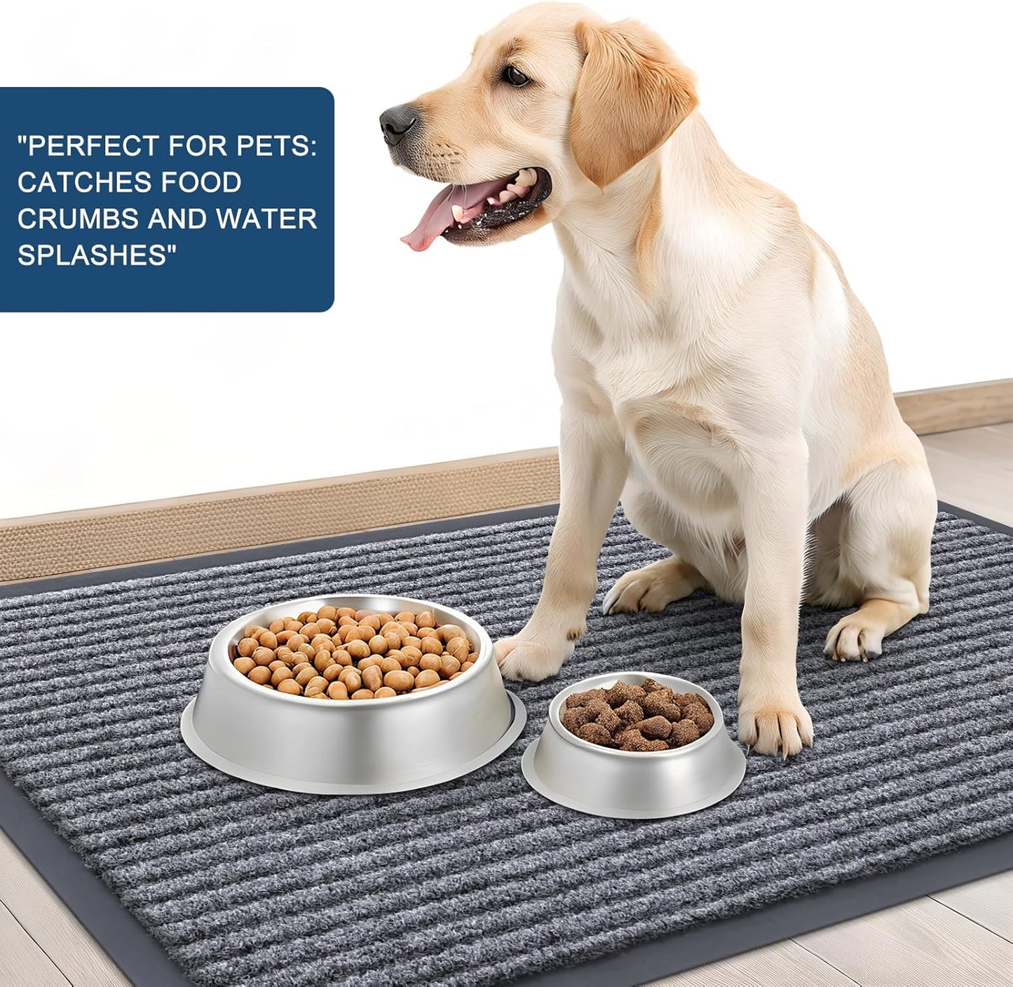 OLANLY Front Door Mat Indoor Outdoor Entrance, Waterproof Heavy Duty Doormat, Fade Resistant, Low Profile, Easy Clean Patio Porch Welcome Floor Mats for Entry, 47x24, Light Gray