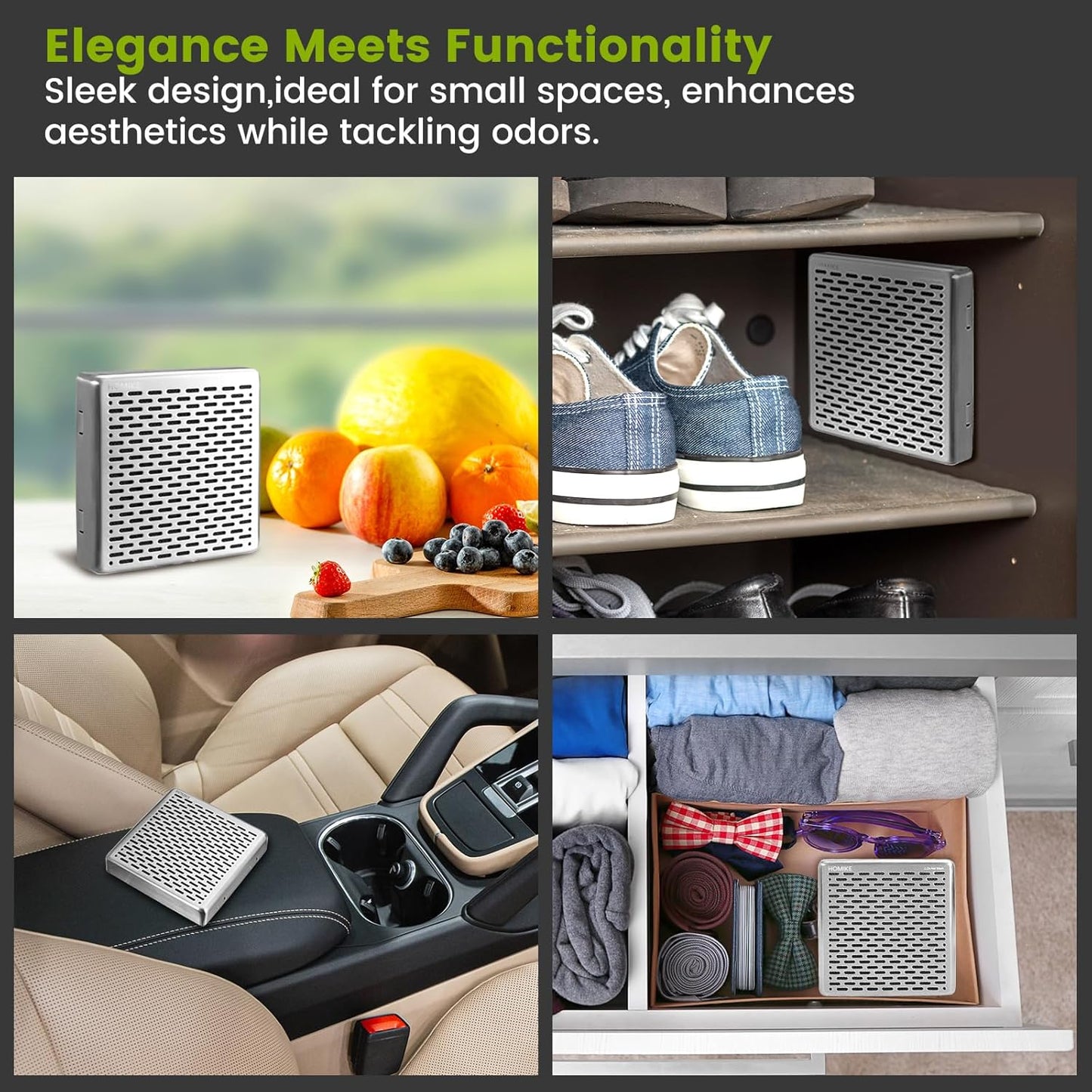 Refrigerator Deodorizer,10 Years Long Fridge Odor Eliminator,Car Air Freshener,Closet Odor Absorber,Outperforms Baking Soda and Bamboo Air Purifying Bags,Stainless Steel