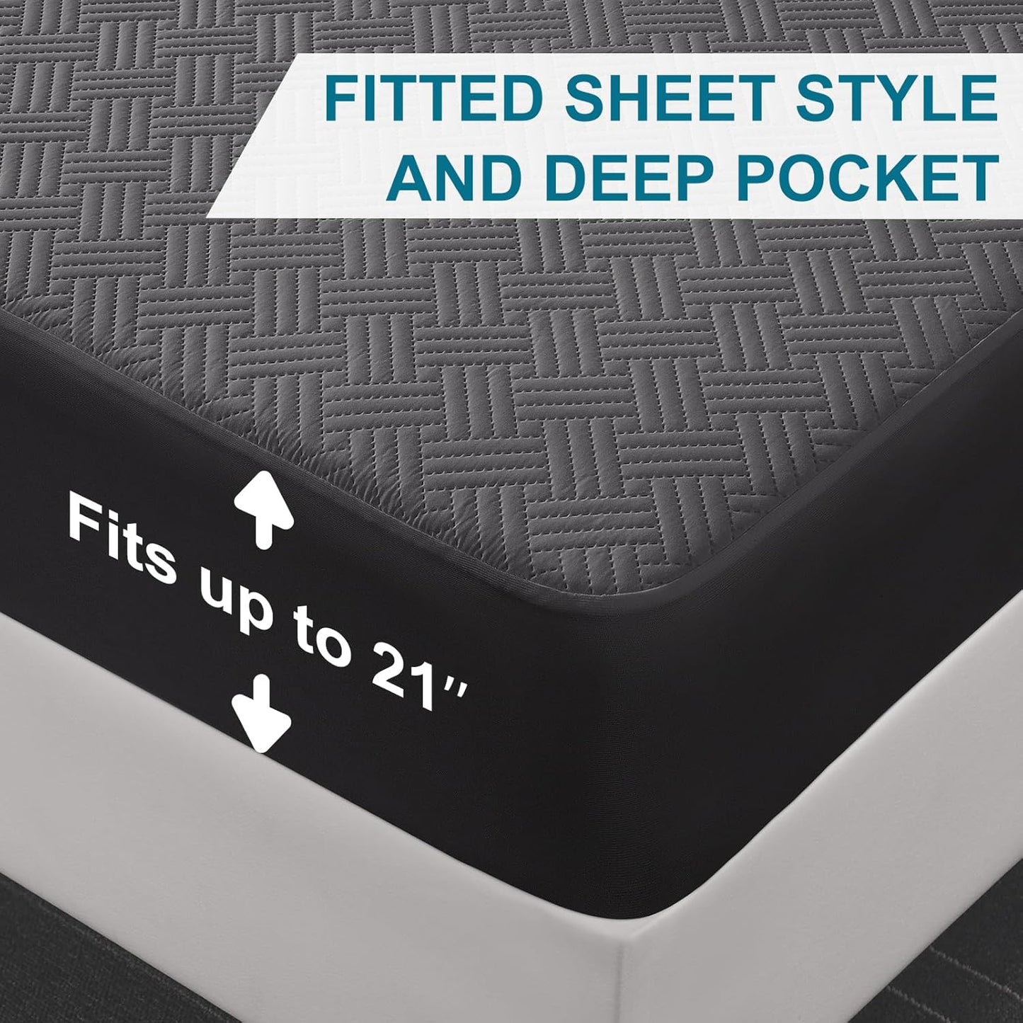 Waterproof Mattress Protector King Size - Breathable, Noiseless, Ultra-Soft Bed Cover, Mattress Pad Cover with Deep Stretchable Pockets 8"-21" (Gray)