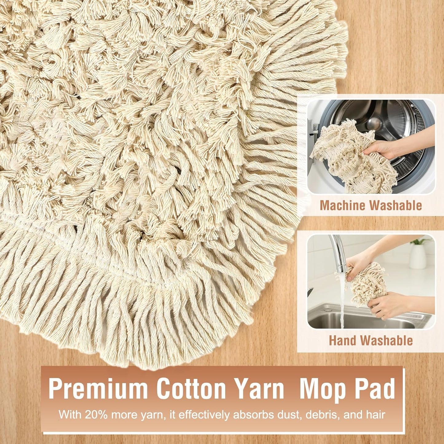 Commercial Dust Mop for Hardwood Floors, Industrial Dry Mops with Replacement Wedge Cotton Mop Pads for Wall Cleaner ,Hardwood, Tile, Laminate, Vinyl,Walls, Home,Warehouse Duster, Green