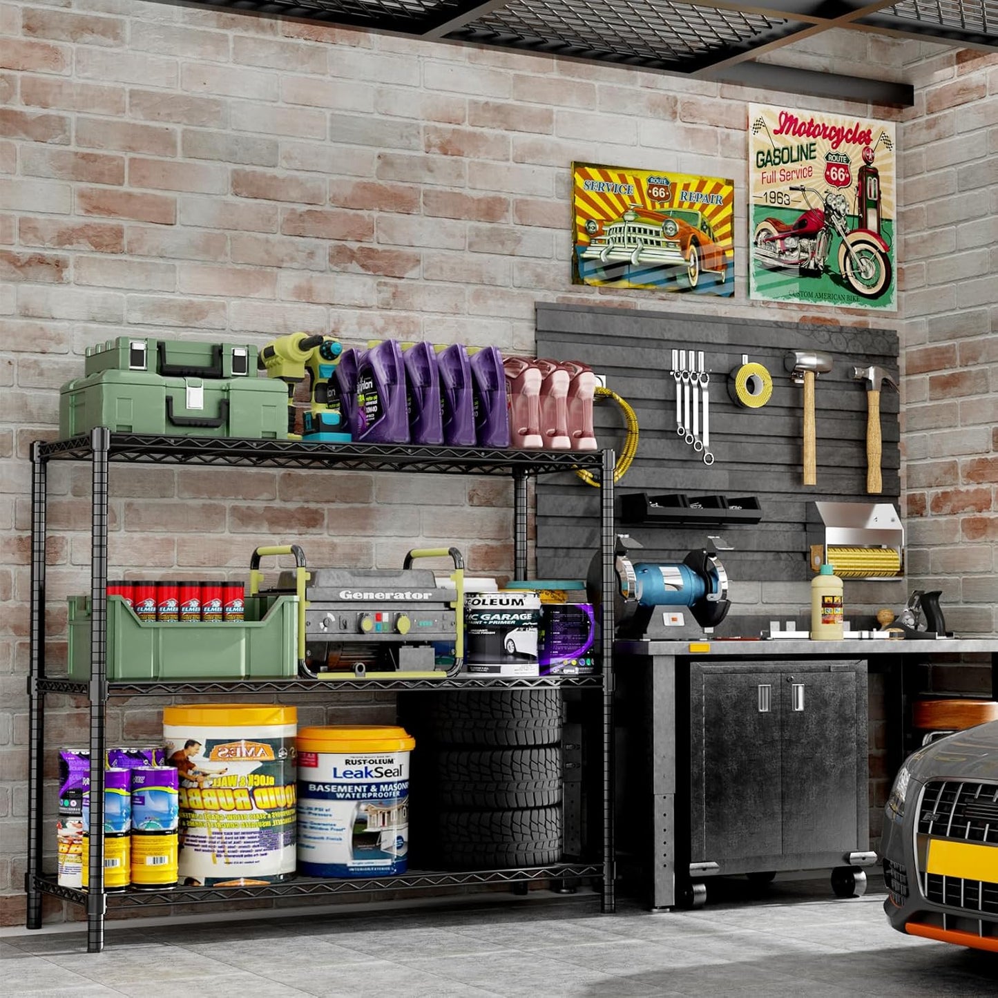 Storage Shelves, 3 PCS 48" L x 20" W x 47" H Heavy Duty Garage Wire Shelving Unit Loads 1200LBS, 3-Tier Adjustable Metal Industrial Utility Shelf Rack for Kitchen, Laundry Room, Basement