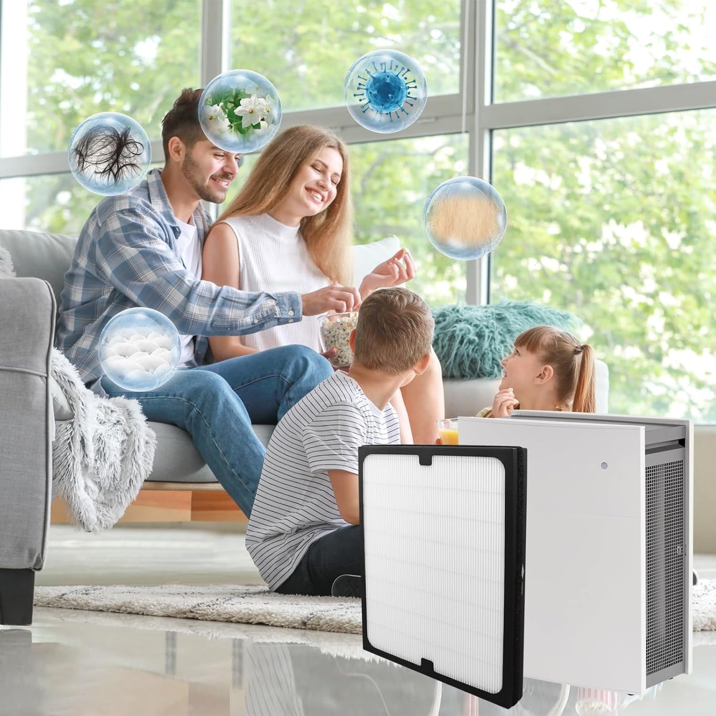 2 Pack Classic 200 Series Particle Filter Compatible with Blueair Classic 280i, 203, 203 Slim, 205, 270E, 270E Slim Air Puri-Fier, Filter and Combination Particle Carbon Replacement Filter