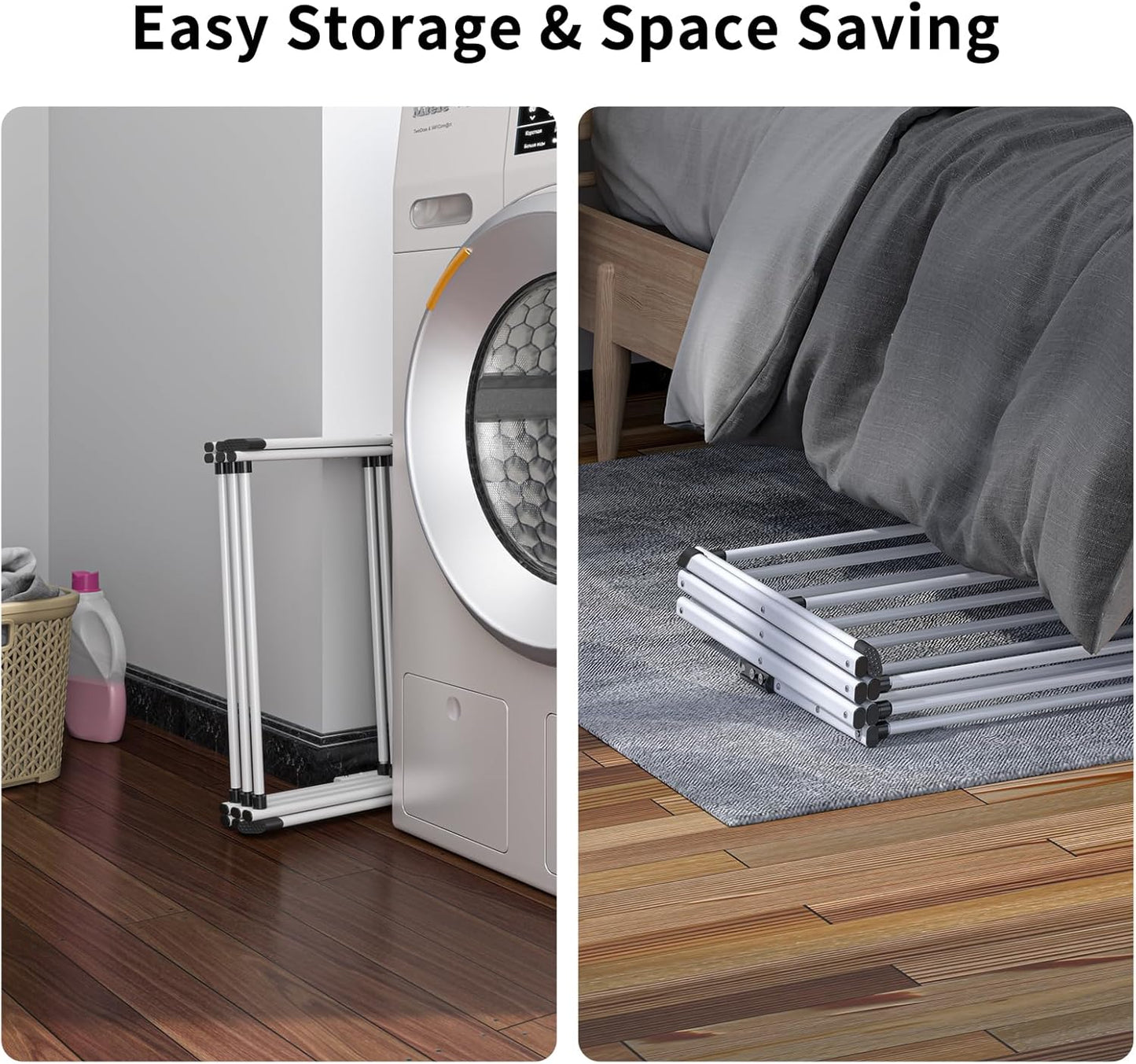 3 Tier Clothes Drying Rack,Foldable & Portable Clothing Drying Rack,Space-Saving Design, Indoor & Outdoor Laundry Rack for Drying Clothes,Metal Dryer Rack-White+Black