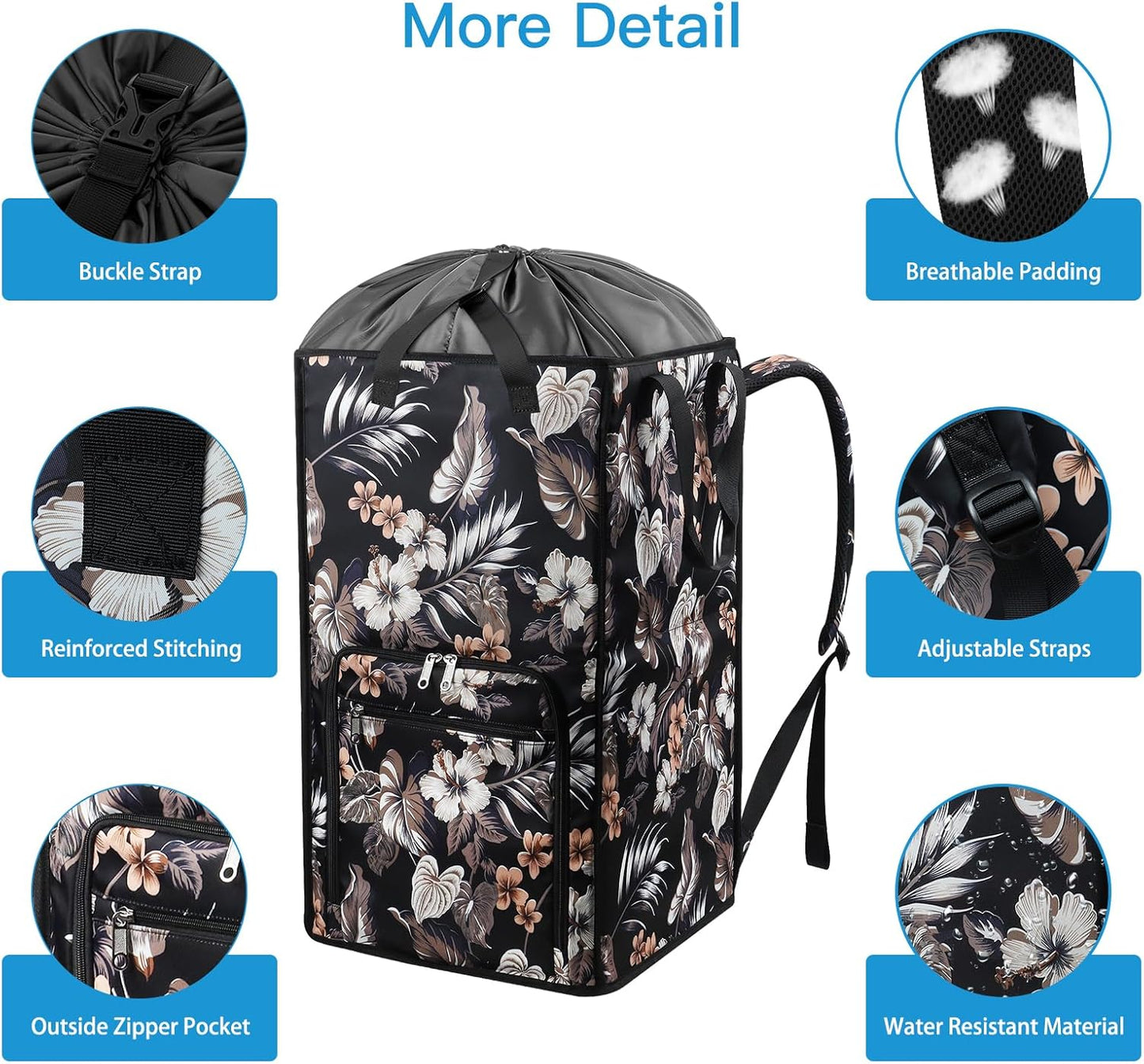 Bukere Laundry Backpack Bag for College Students Dorm Room Essentials, Extra Large Laundry Basket Hamper, Portable Freestanding Laundry Bag with Adjustable Shoulder Straps for Women Man Cruise