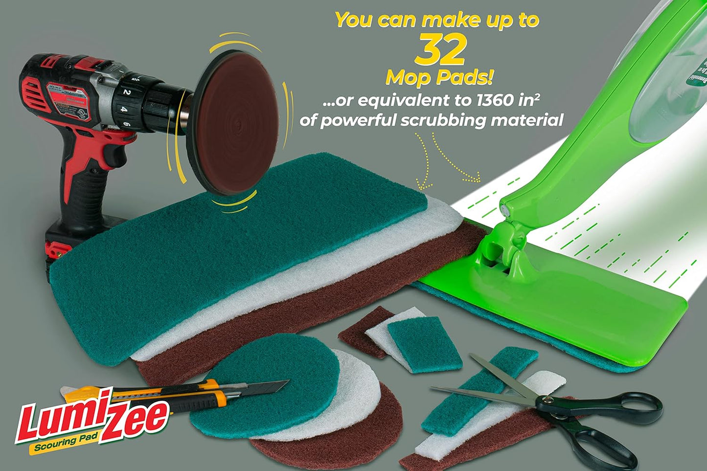 Non-Scratch White Scrubbing Pads Roll 19ft Economy Size Sponge Scouring Pad 19ft x 6in x 0.3in (6m x 15cm x 8mm) Tough Stains for Cleaning Pans Dishes Stoves Kitchen Bathroom Sinks Pots Walls Windows