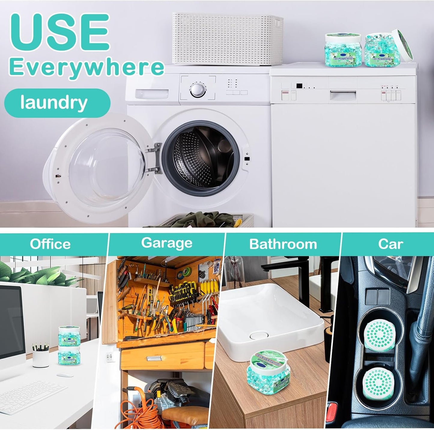 12 Pcs Air Freshener Gel Bulk Odor Eliminator Gel Beads 8 oz Long Lasting Air Freshener Beads Eliminates Odors in Home Bathrooms, Cars, Boats, Rvs and Pet Areas(Jasmine)