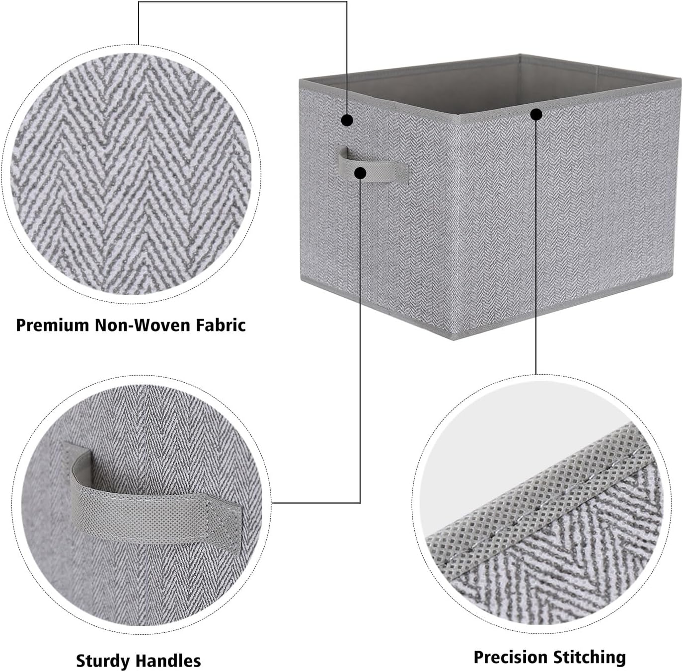 WUIKE Closet Storage Bins, Trapezoid Storage Boxes with Handles, Fabric Storage Baskets for Organizing Clothes, Sheets, Blankets, Decorative Storage Bins (Dark Gray, Extra Large)