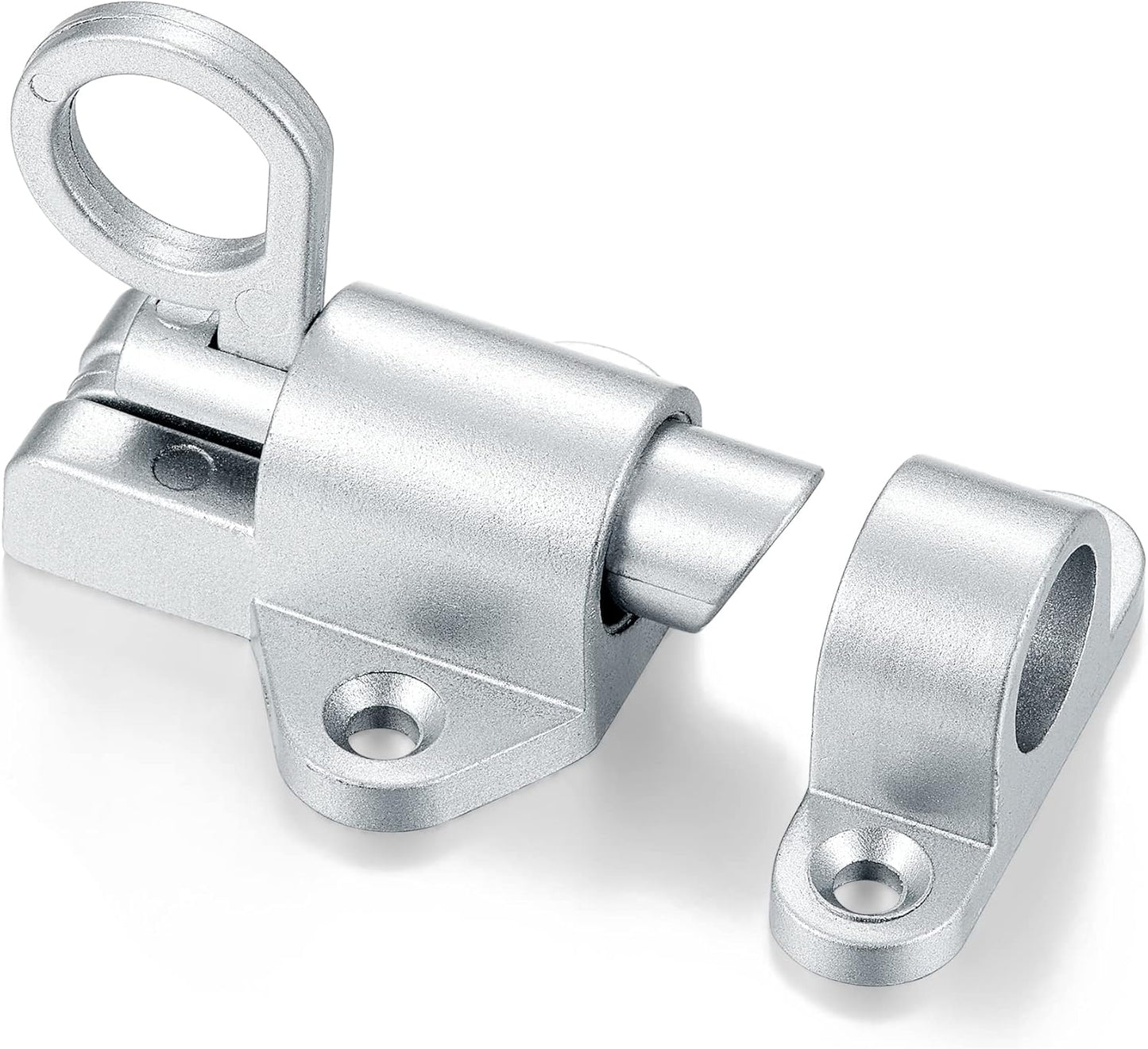 3 Packs Self-Closing Latches,Silver Gray Spring Door Lock,Resilient Bolt Latch Aluminum Alloy Safety Automatic Spring Barrel Slide Door Lock with Screws,Used for Gate,Window and Cabinet etc